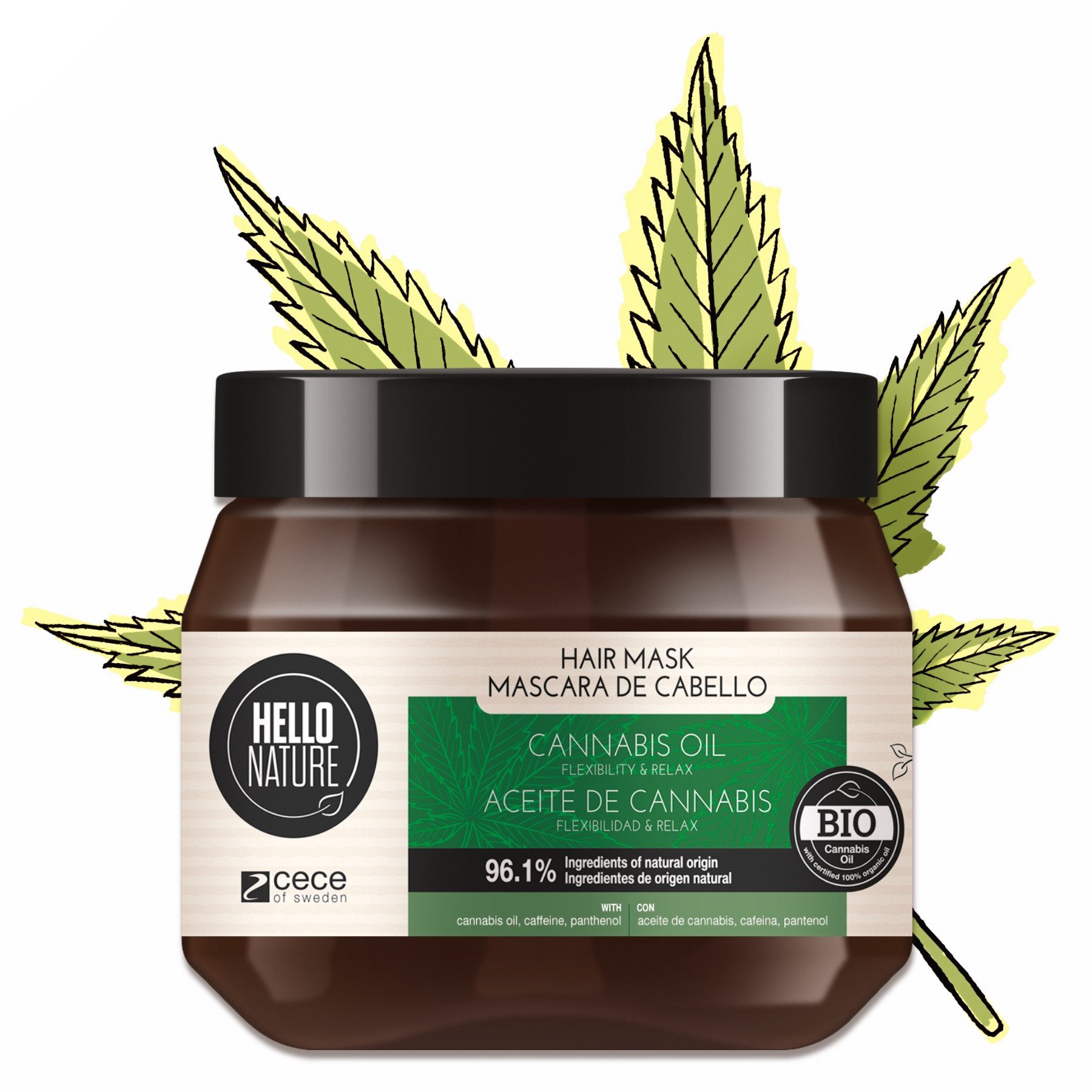 P-Beauty Cosmetic Accessories Haarmaske Haarkur Repair Intensivpflege Tiefenregeneration Hanföl Hello Nature, 1-tlg., Haarmaske, Haarpflege, Hello Nature, Cannabis, Hanf-Öl