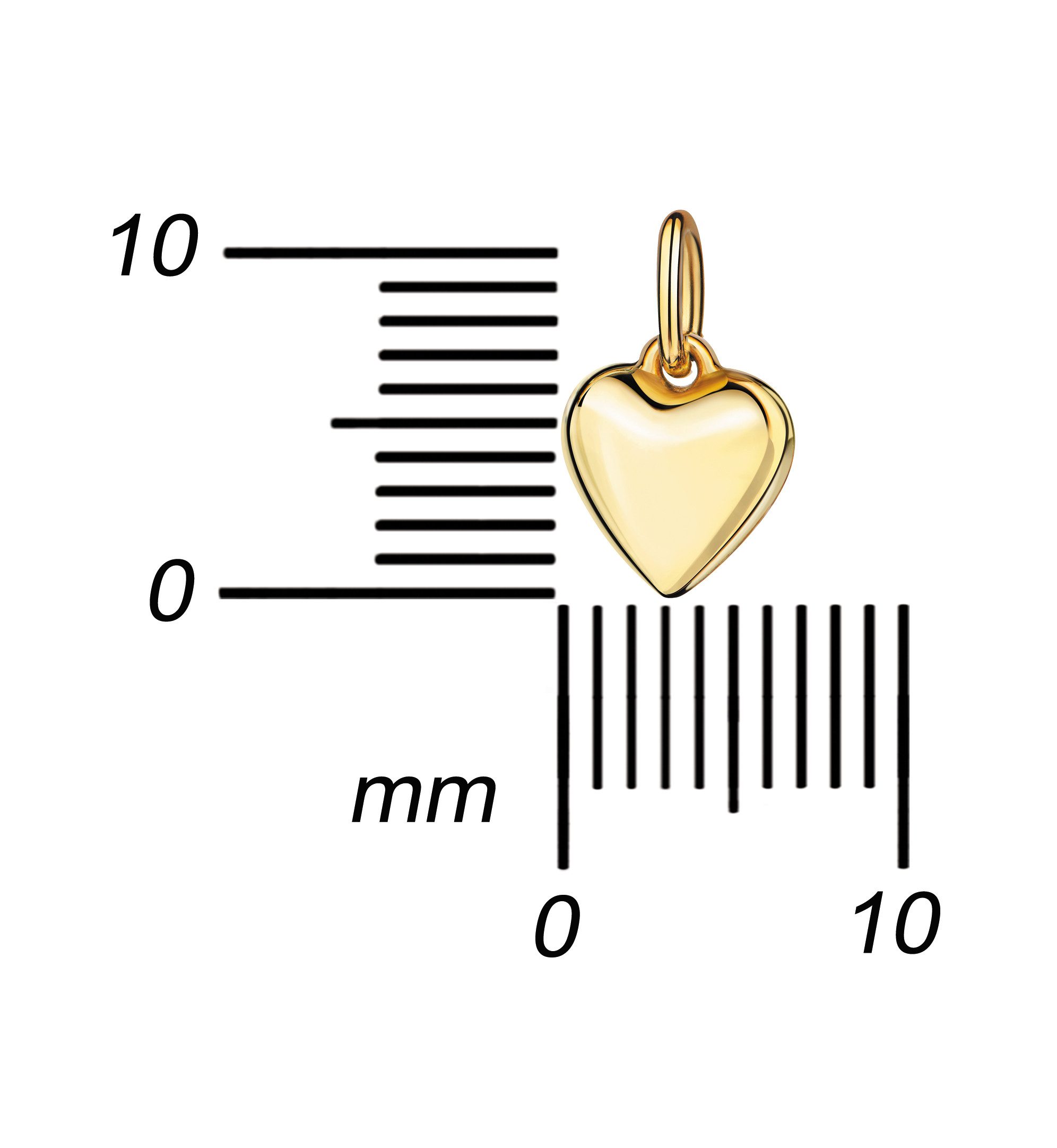 JEVELION Herzanhänger Kleiner Anhänger Herz 585 Gold Herzanhänger - Made in Germany (Goldanhänger, für Damen und Mädchen), Mit Kette vergoldet- Länge wählbar 36 - 70 cm oder ohne Kette.