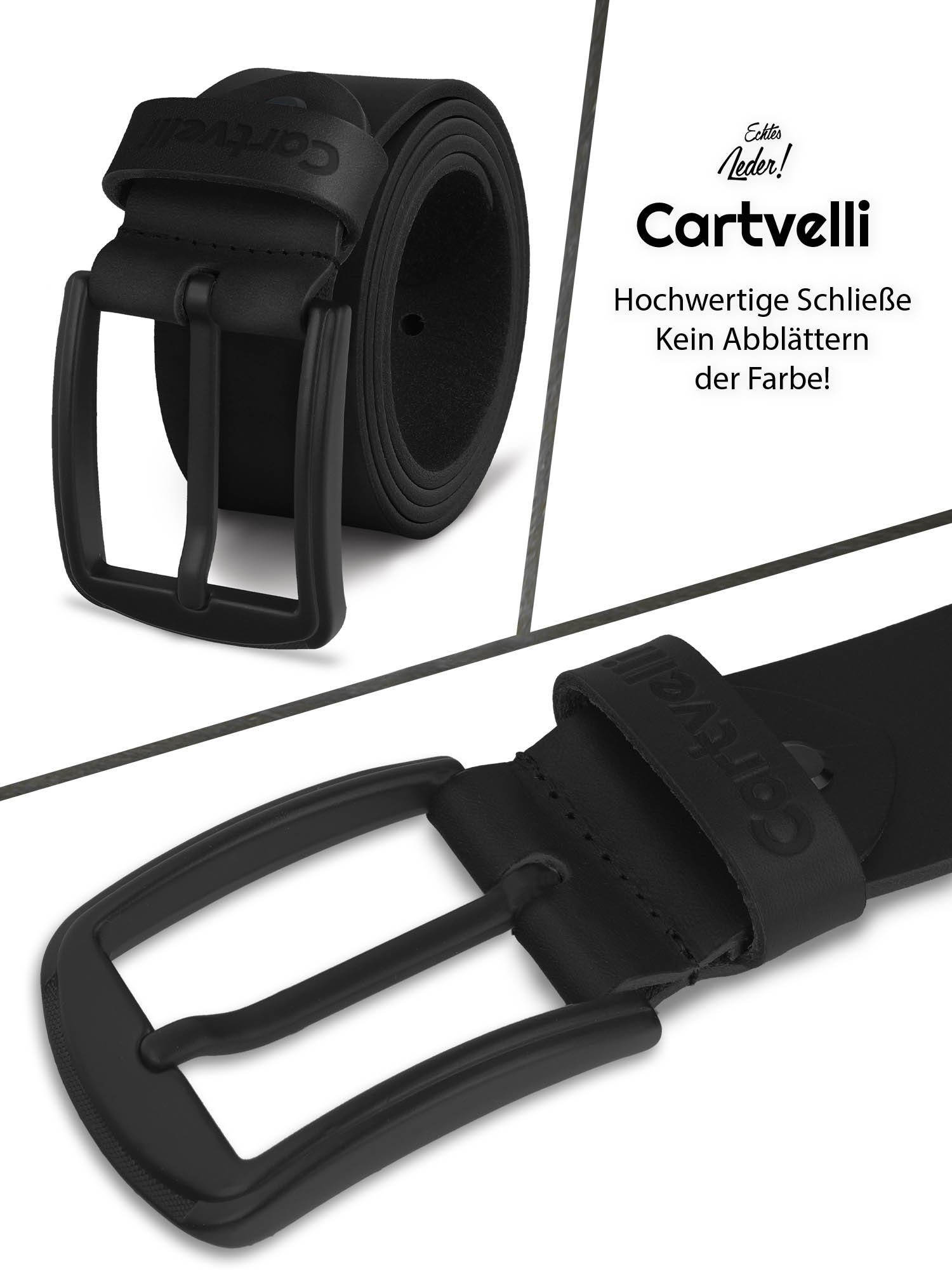 Cartvelli Ledergürtel Cartvelli Ledergürtel Herren Made in Germany 40mm inkl. Geschenkbox Schwarze Dornschließe, Pflanzlich gegerbt, Made In Germany, Geschenkbox, Echter Ledergeruch