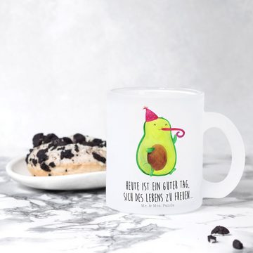 Mr. & Mrs. Panda Teeglas Avocado Party - Transparent - Geschenk, Teeglas, Schulabschluss, Gesu, Premium Glas, Satinierte Oberfläche