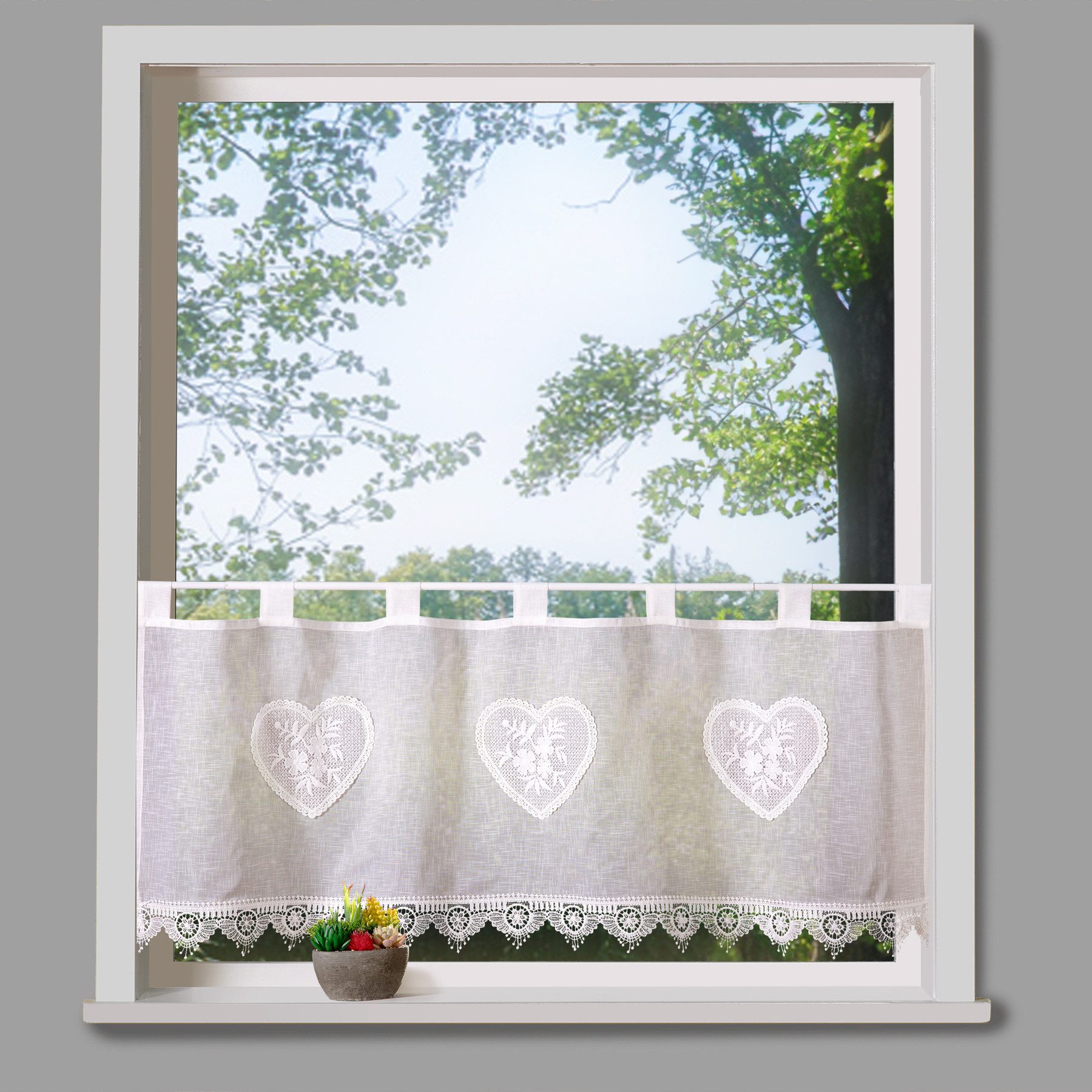 heimtexland Scheibengardine Landhaus Gardine Leinen Optik natur Kurzstore ( günstig online kaufen