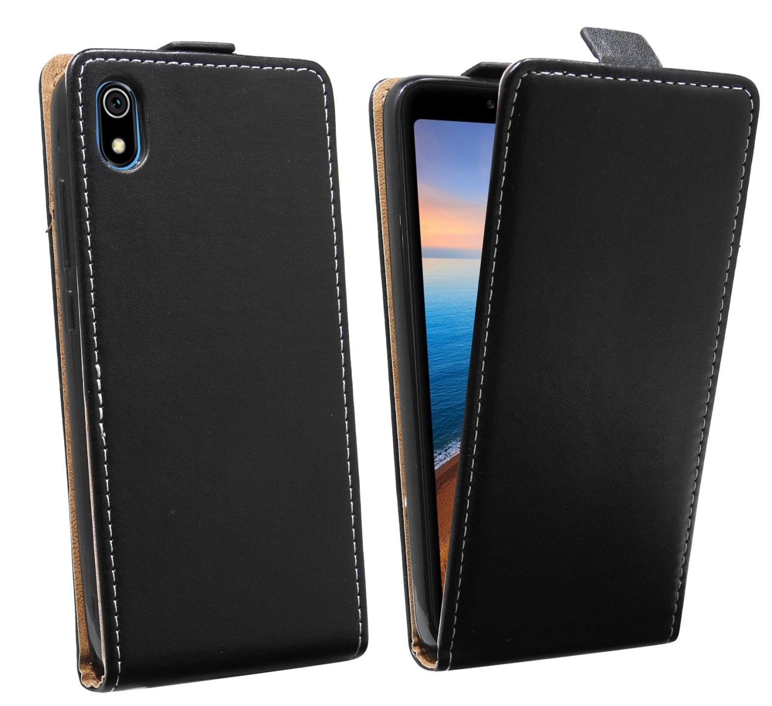 cofi1453 Handyhülle Flip Case für Xiaomi Redmi 7A, Schutzhülle Handy Flip Cover Klapptasche Schwarz