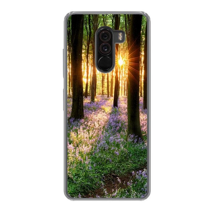 MuchoWow Handyhülle Wald - Blumen - Lavendel - Sonne - Lila - Natur Phone Case Handyhülle Xiaomi Pocophone F1 Silikon Schutzhülle