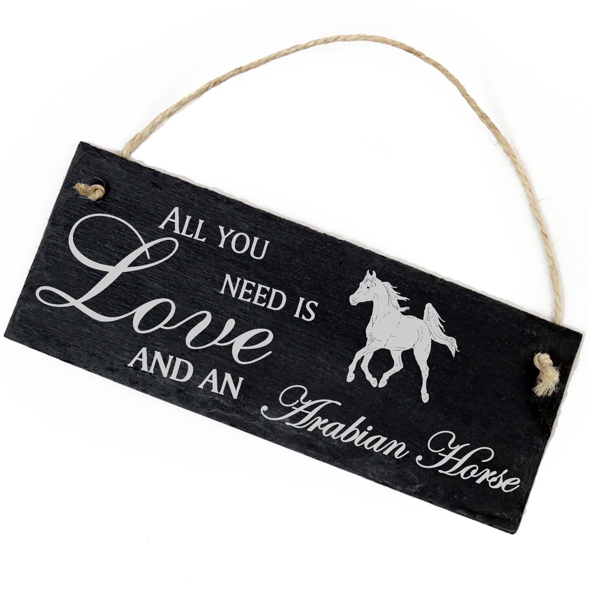 Dekolando Hängedekoration Vollblutaraber Arabian Pferd is 22x8cm Love you All and need an Horse