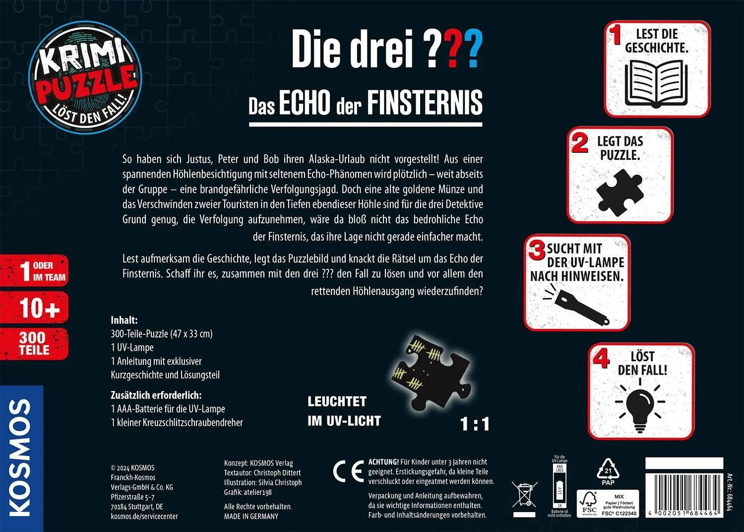 Kosmos Puzzle Krimi-Puzzle: Die drei ??? - Das Echo der Finsternis, 200 Puz günstig online kaufen