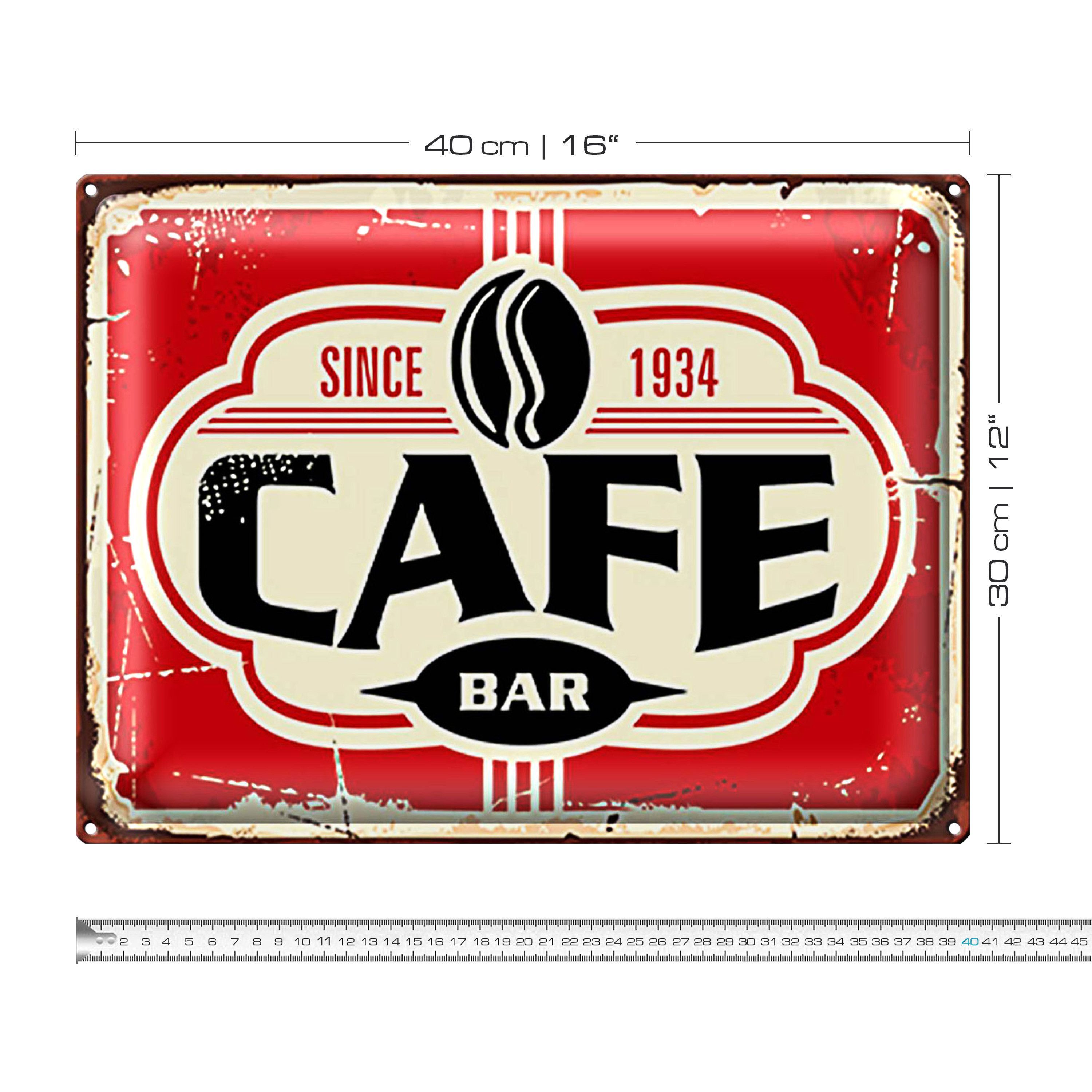 Roomando Metallschild Retro 40x30cm Cafe bar Kaffee since 1934