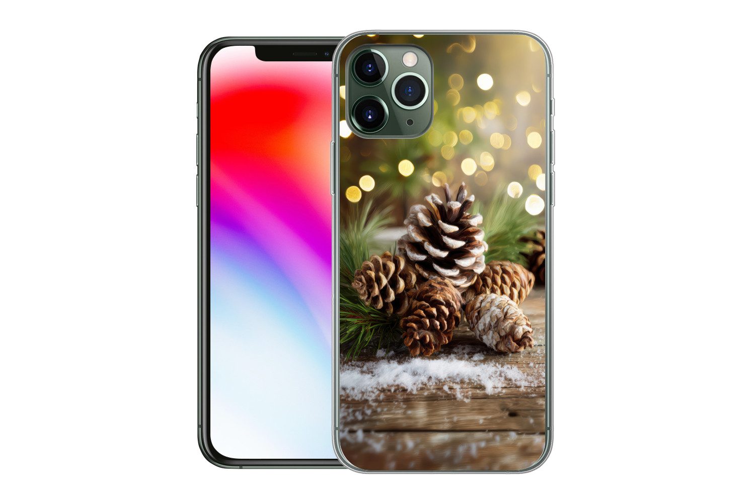 MuchoWow Handyhülle für Apple iPhone 11 Pro Tannenzapfen - Weihnachtsstimmung - Braun - Gr, Smartphone-Bumper, Print, Handy Schutzhülle Dünn