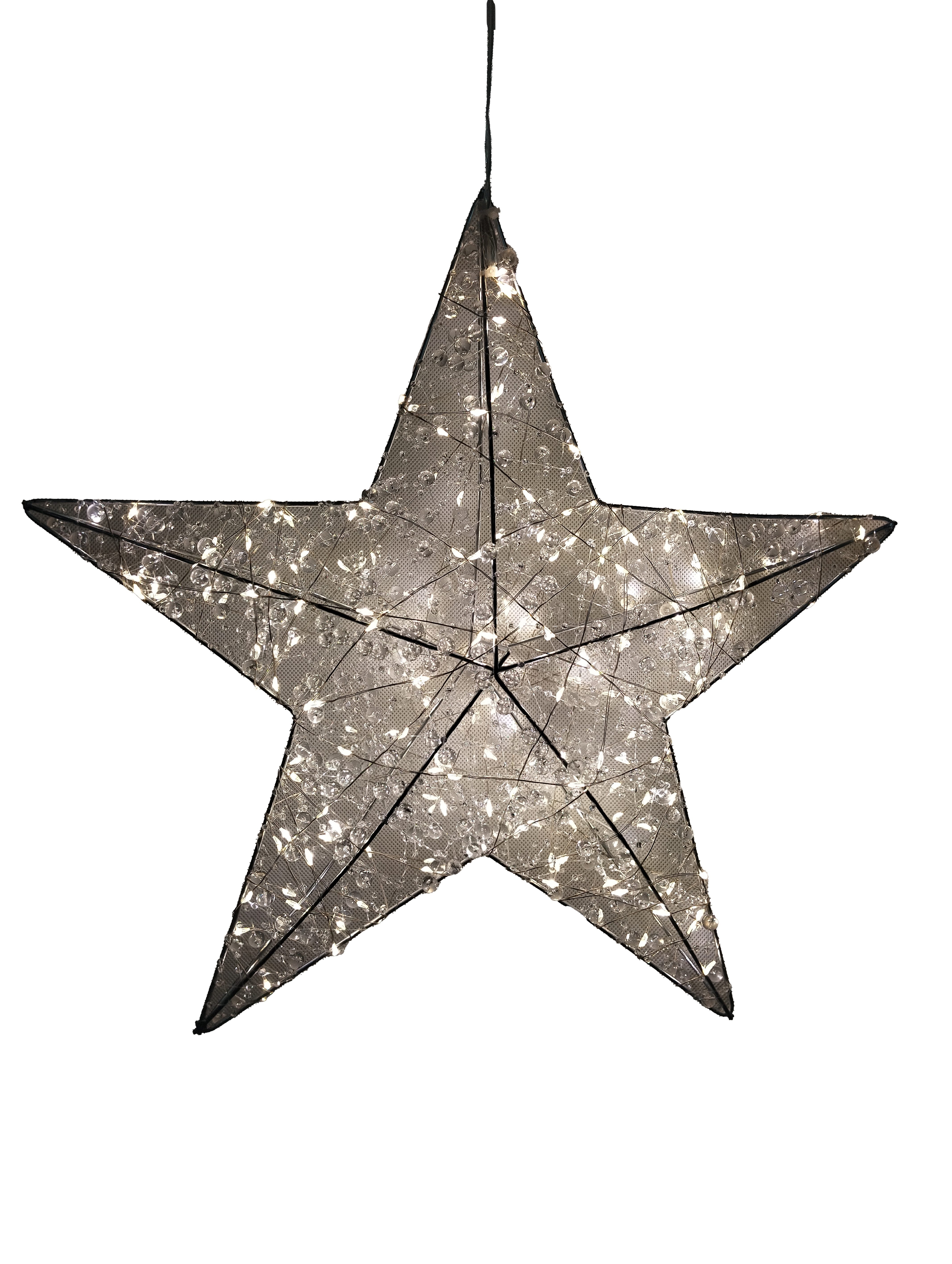 Cor Mulder LED-Dekofigur LED-Stern zum Aufhängen 40 cm 200 LEDs warmweiß Perlenverzierung Fernb (kein Set)