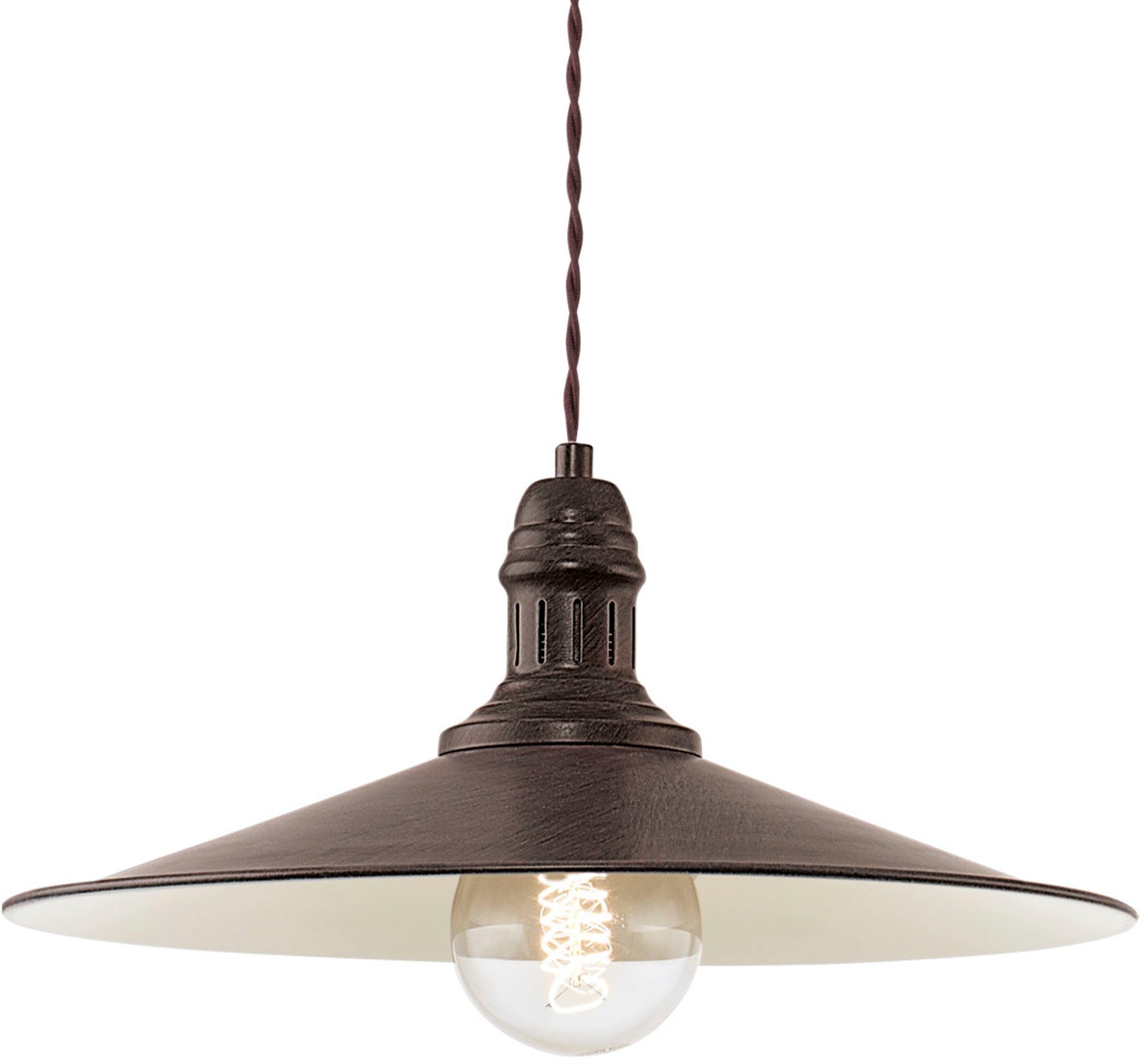 EGLO Hängeleuchte STOCKBURY Pendellampe, Stahl, E27, Vintage, Wohnzimmerlampe, Lampe, ohne Leuchtmittel, Hängeleuchte, Esstisch, H110 x Ø36 cm, antik-braun, beige, 1X60W exkl.
