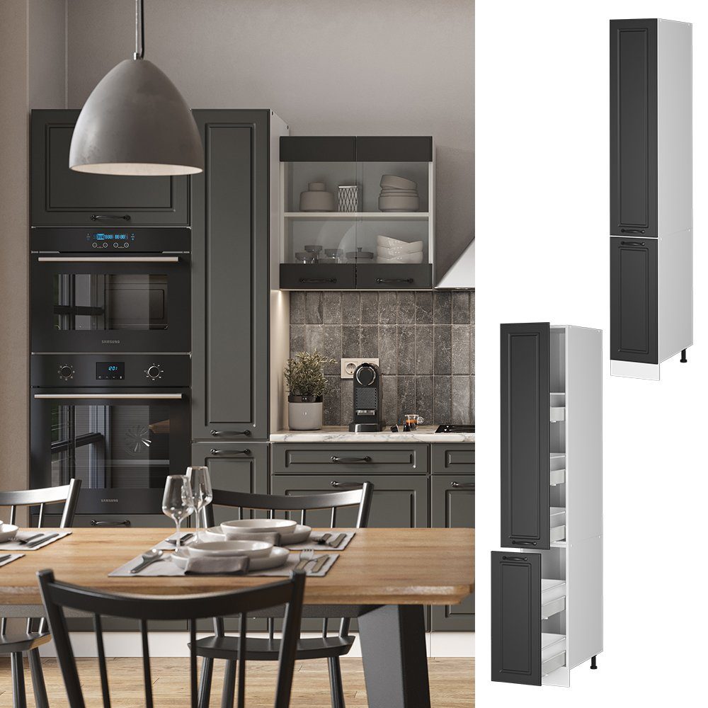 Vicco Hochschrank R-Line, Anthrazit Landhaus/Weiß, 30 günstig online kaufen