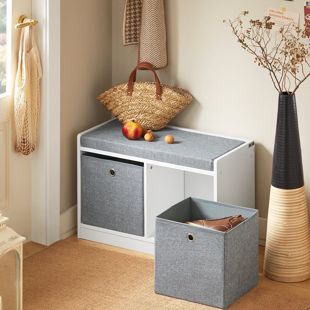 SoBuy Schuhbank FSR65, Sitzkommode mit grauen Körben günstig online kaufen