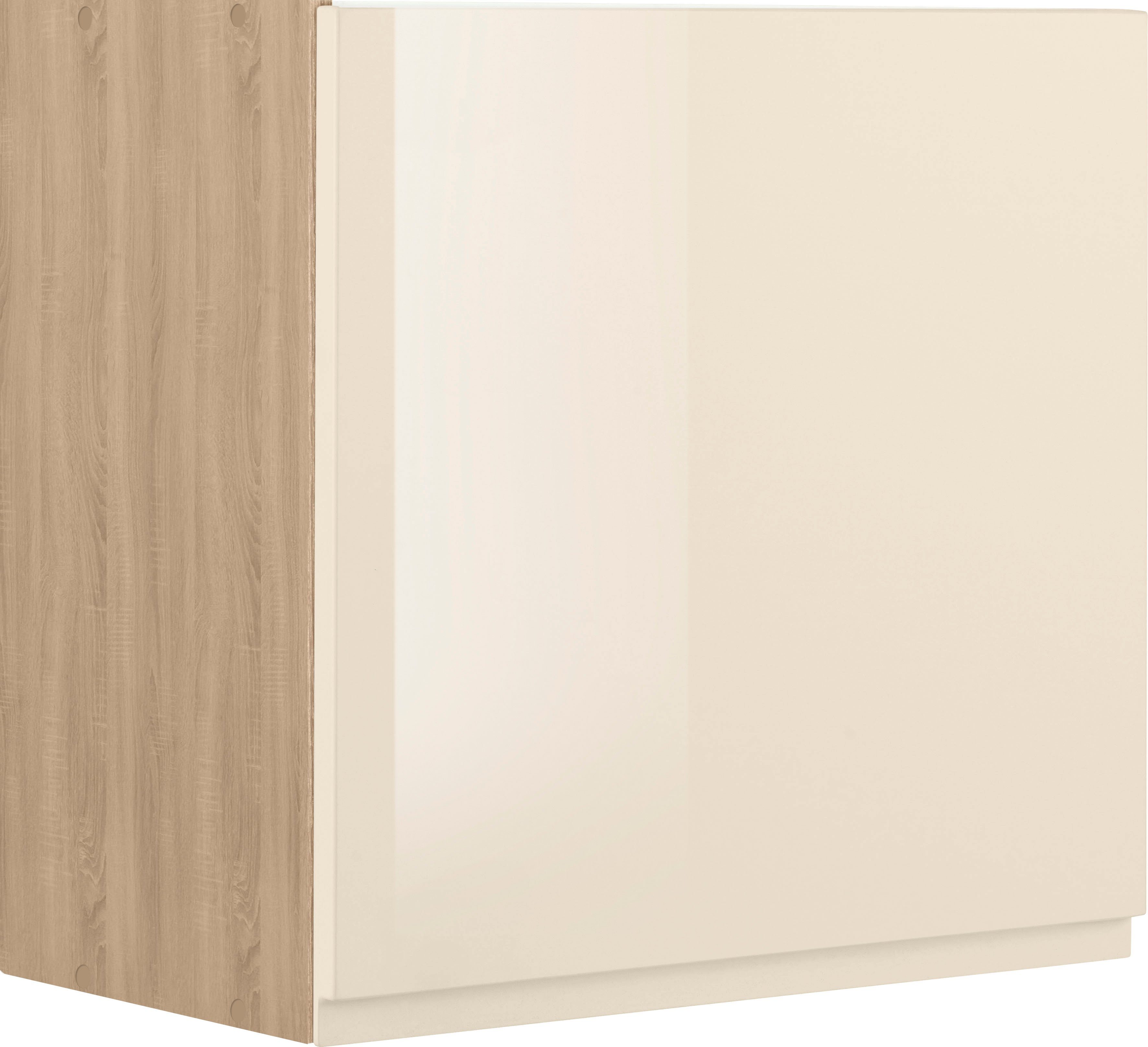 HELD MÖBEL Hängeschrank Virginia 57 cm hoch, 60 cm breit, 1 Tür, Einlegeboden, hochwertige MDF-Fronten creme Hochglanz | eiche sonoma