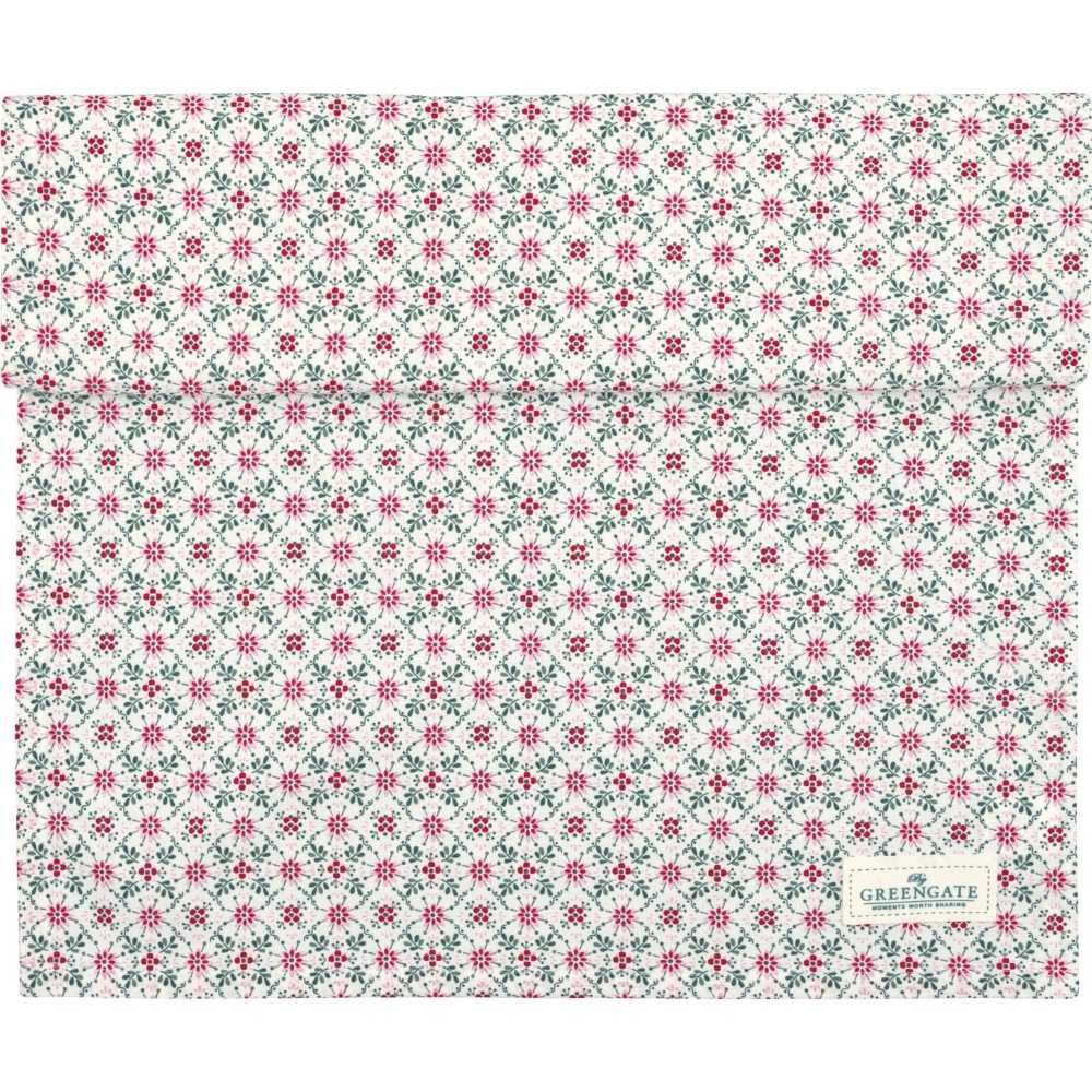 Greengate Tischläufer Greengate Tischläufer NENNE Weiß mit Blumen Muster