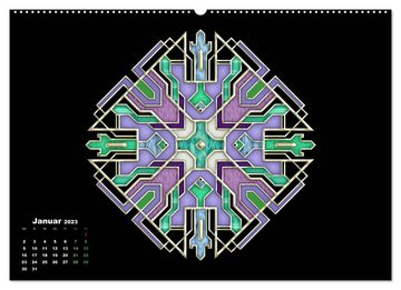CALVENDO Wandkalender Farbenspiel mit Art Déco (Premium, hochwertiger DIN A2 Wandkalender 2023, Kunstdruck in Hochglanz)