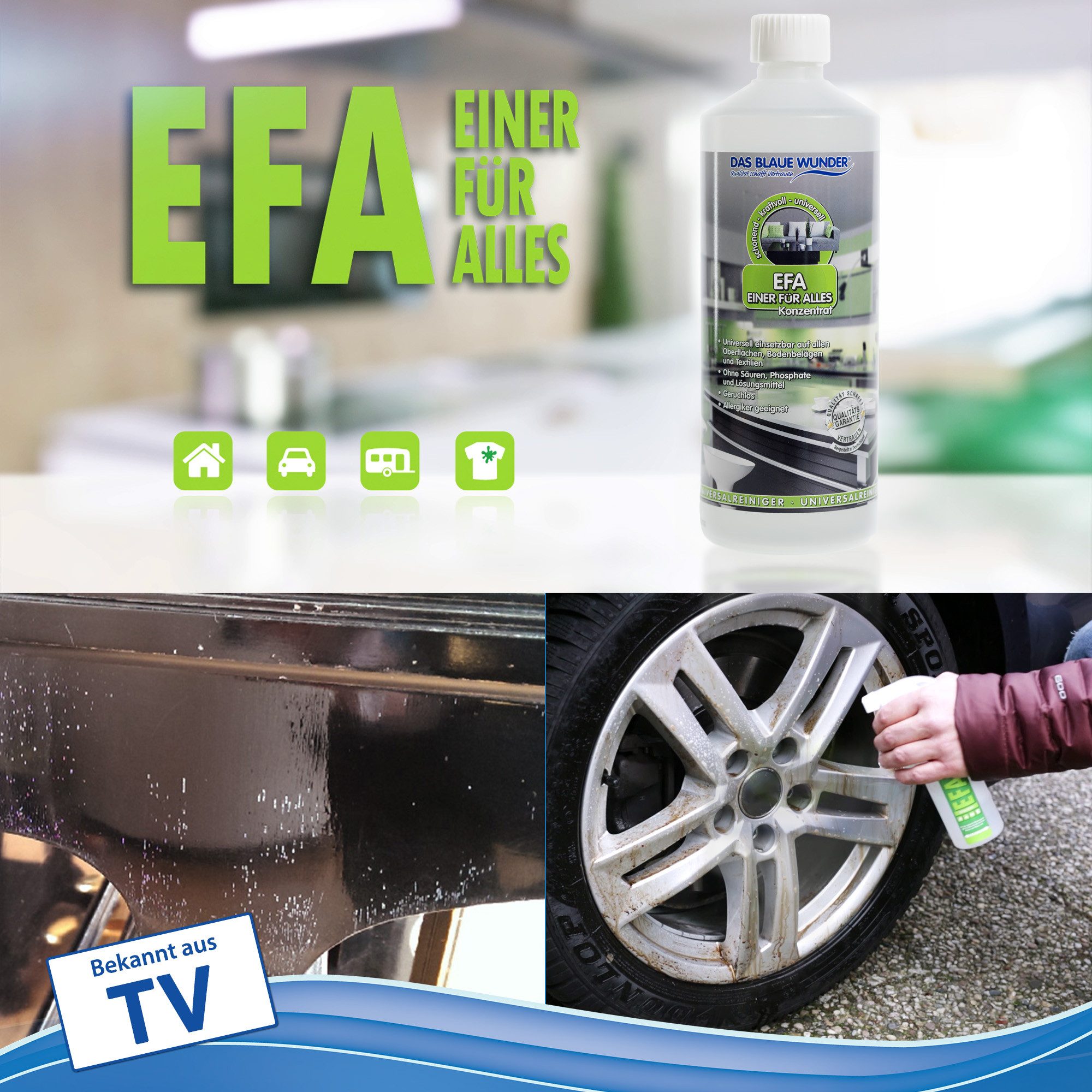 Das Blaue Wunder® EINER FÜR ALLES (EFA) Universalreiniger Reinigungskonzentrat (inkl. Sprühflasche, [- 1 l)