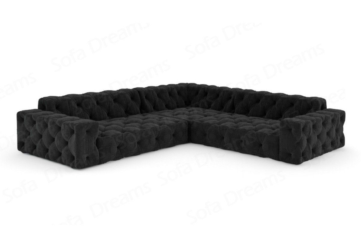 Menorca Sofa Loungesofa Samtsofa L schwarz95 Eckcouch Ecksofa Polsterecksofa Stoffsofa, Dreams Stoff Form Sofa