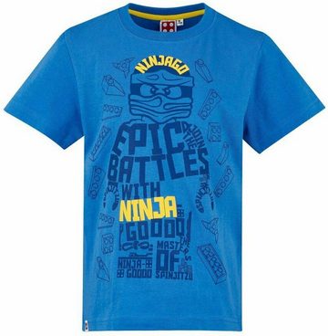 LEGO® T-Shirt Lego® Ninjago T-Shirt Jungen + Mädchen Blau Rot Weiß Gr.104 116 128 140 entspricht 4 6 8 10 Jahre