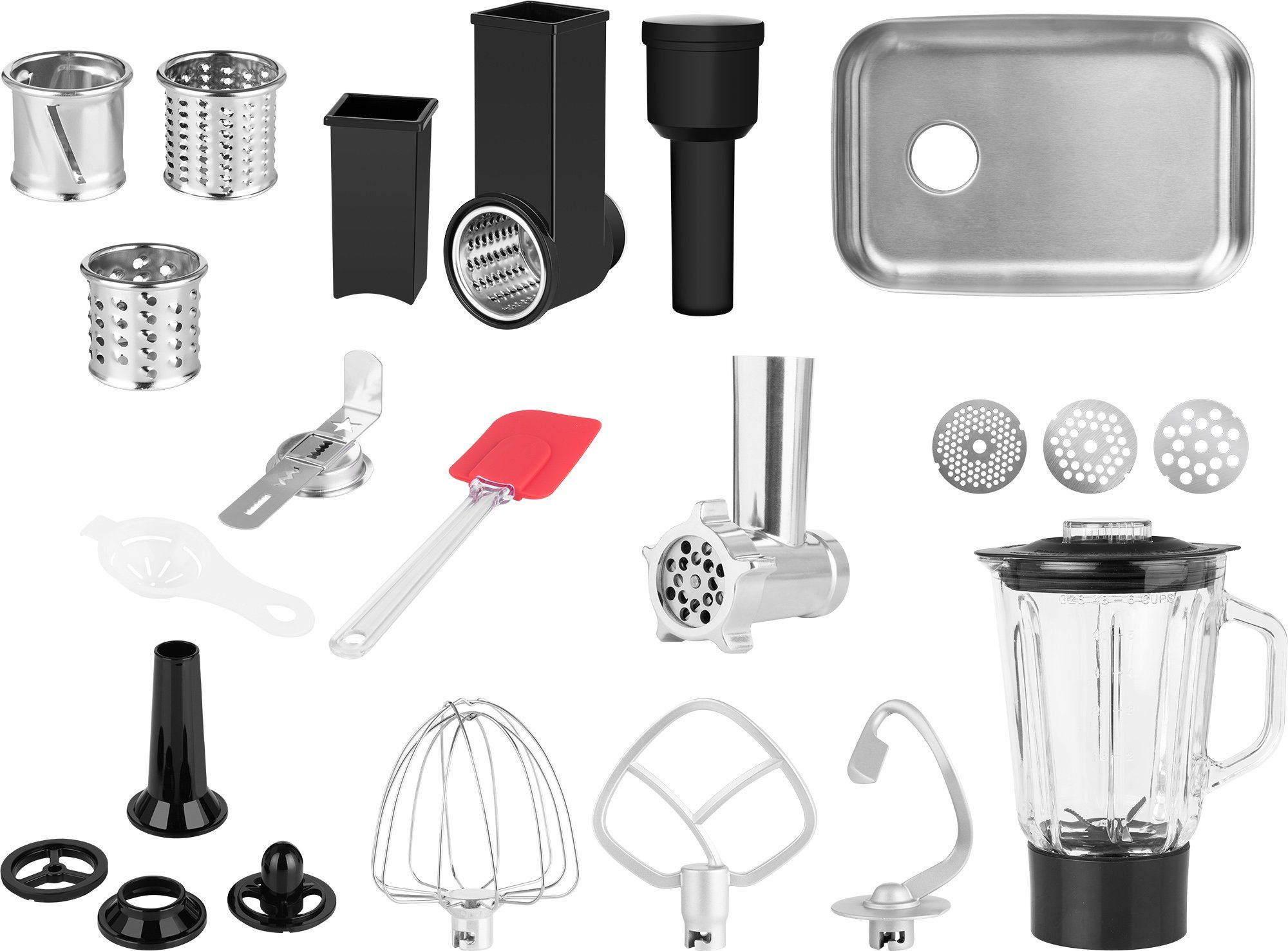 ECG Küchenmaschine, 1500 W, 6,50 l Schüssel, Große Auswahl an Zubehör