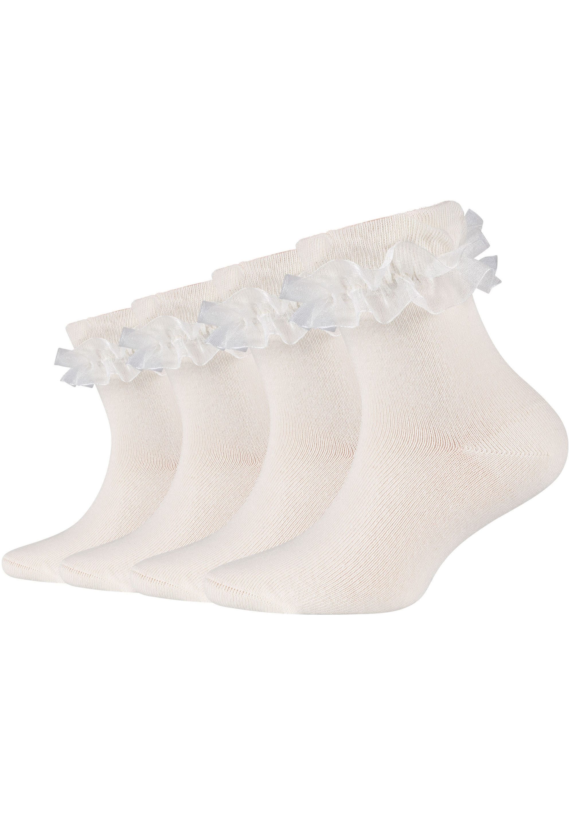 Camano Socken ca-soft (4-Paar) mit romantischem Rüschendesign