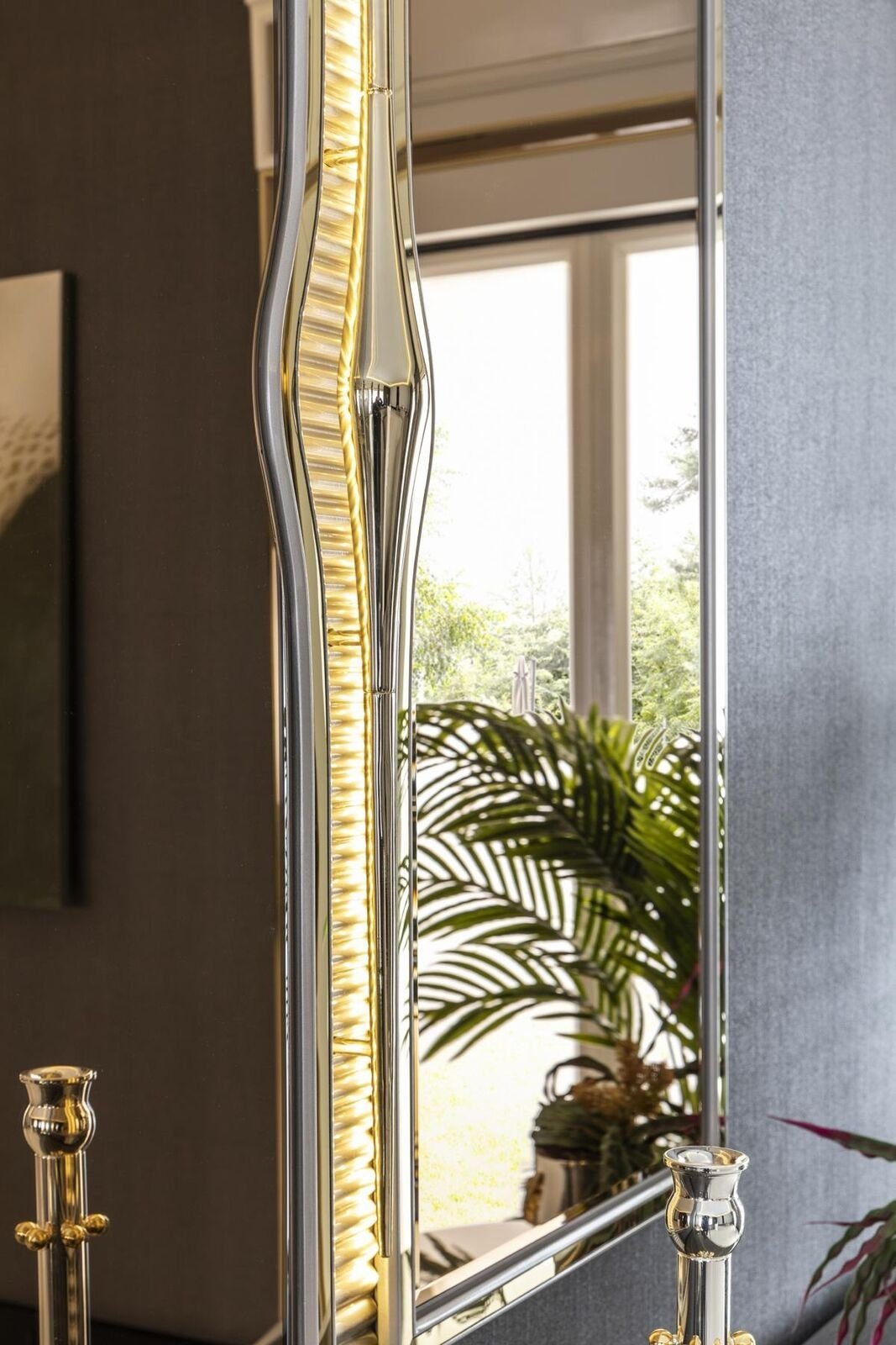 Stil Spiegel Modern JVmoebel Design Elegantes Spiegel Wohnzimmer Möbel Gold Wandspiegel