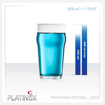 PLATINUX Bierglas Biergläser, Glas, Set 6 Stück 500ml (max. 568ml) Pint Gläser Bierseidel Beer Weizengläser hohes Bierglas