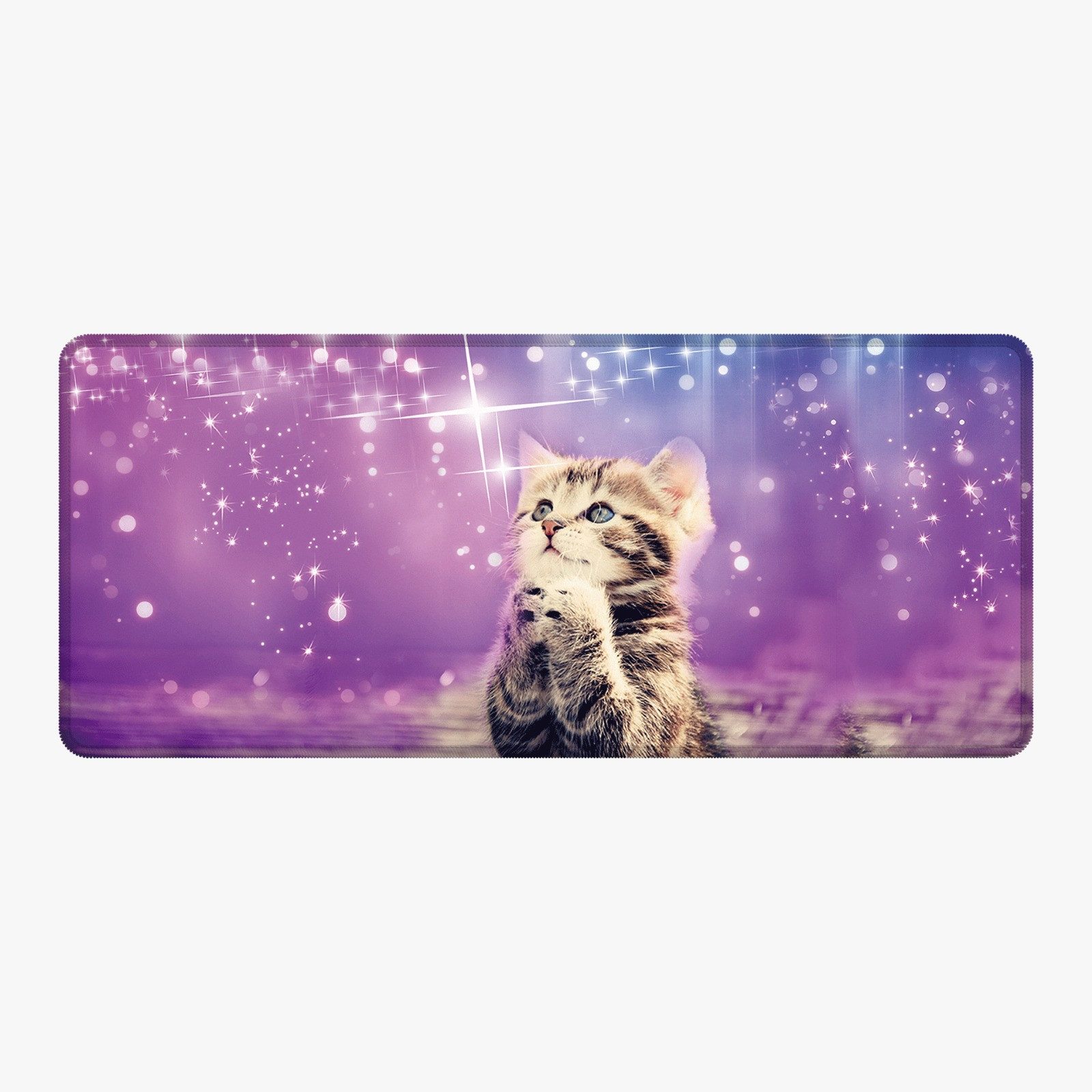 Silmo Mauspad XXL 90x40cm Katze Gaming Mousepad Präzision Geschwindigkeit Rutschfest, Vernähter Rand rutschfest leise Gaming Büro Office Homeoffice Mousepad
