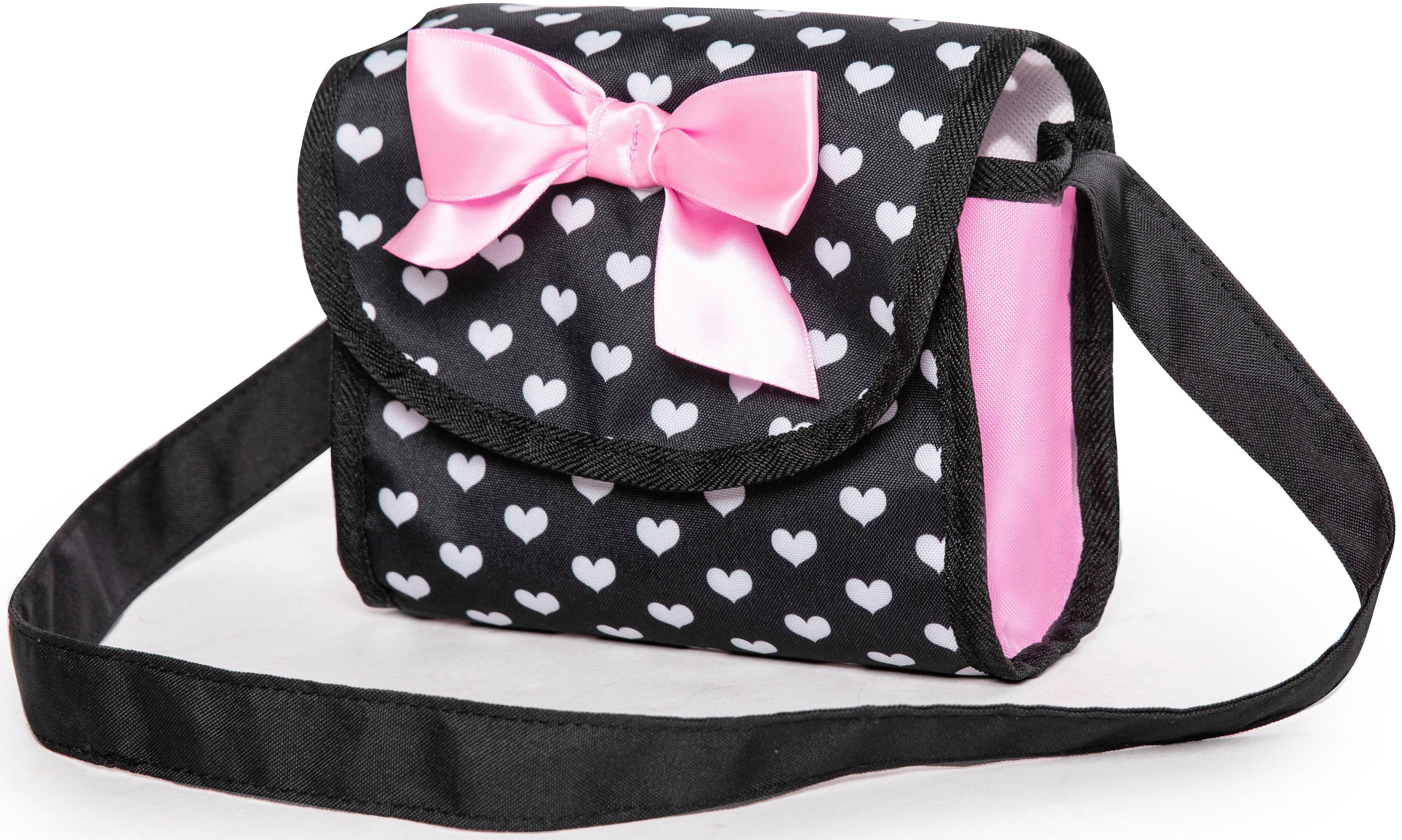 Bayer Puppenwagen Trendy, pink/schwarz, mit Wickeltasche