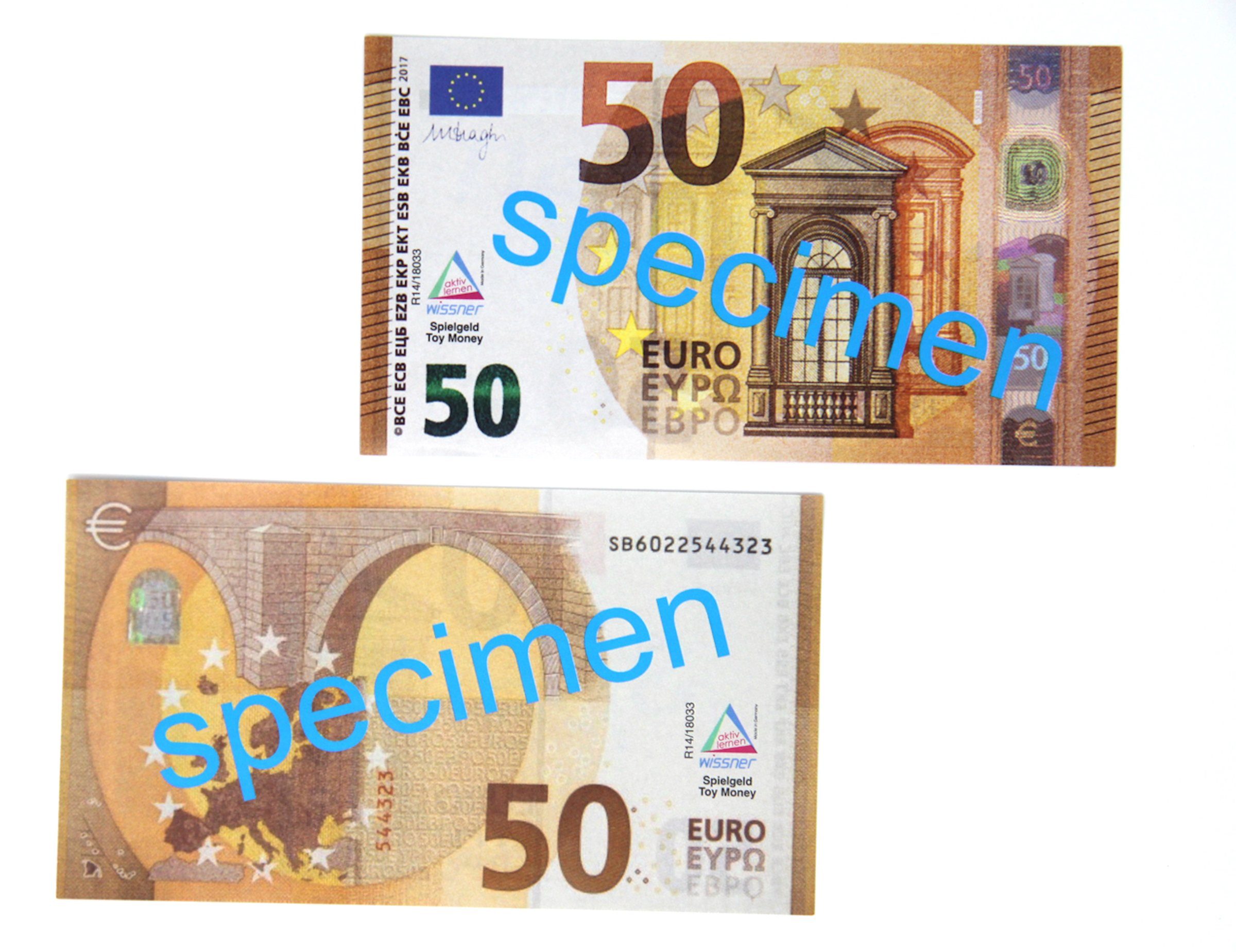 aktiv (100 lernen Stück), 50 RE-Plastic® Wissner® Lernspielzeug Euro-Schein