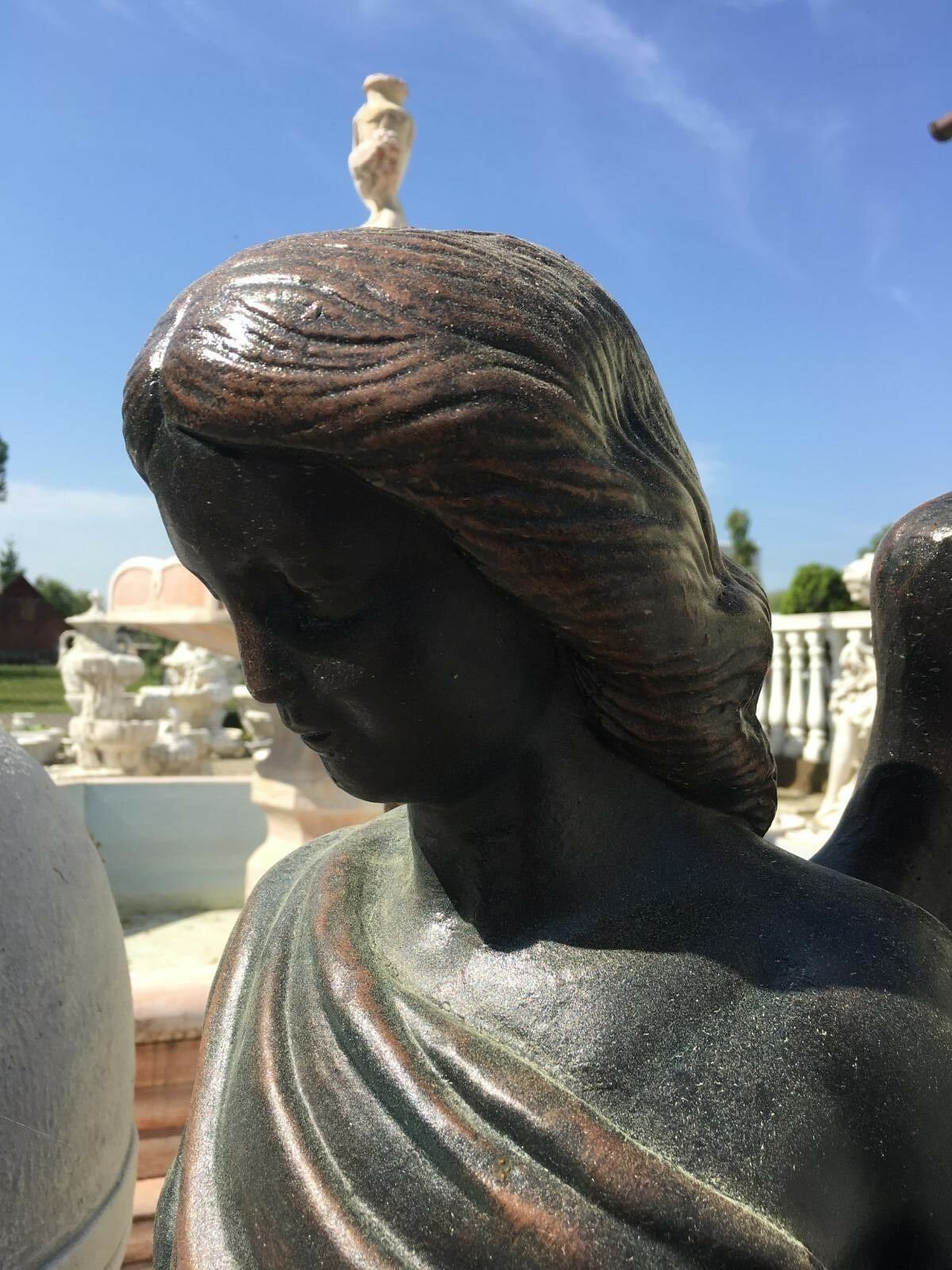 Graben Wohndesign Trauender Steinengel Antikes Engelskulptur Steinfigur Engel Gartenfigur Gartenfigur