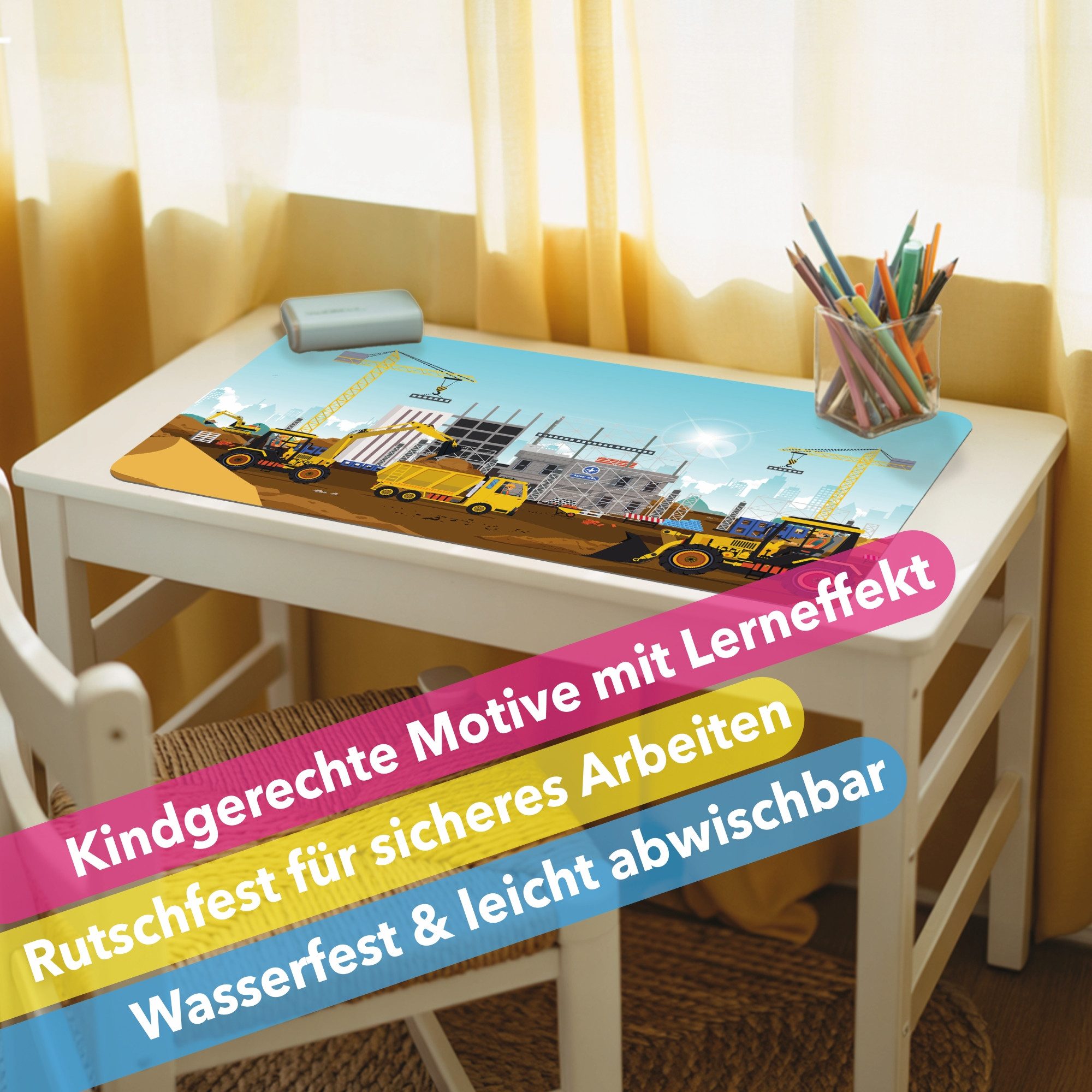 Lineo Schreibtischunterlage Malunterlage für Kinder abwischbar, (1 tlg., XXL Kinder-Tisch-Unterlage) – Bild 3 von 5