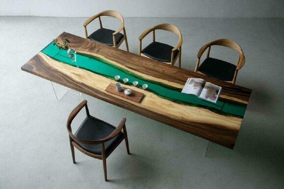 Xlmoebel Esstisch Epoxidharz Esstisch River Table Holz Massiv Sofort (1-St., Esstisch), Hergestellt in Europa