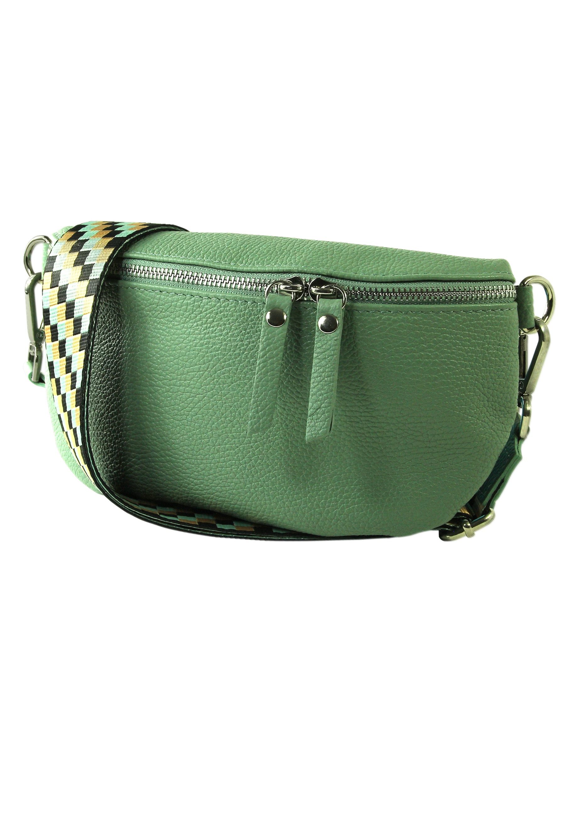 Toscanto Gürteltasche Toscanto grün, mehrfarbigfarbene (Gürteltasche), Damen Gürteltasche Echtes Leder, grün, mehrfarbig