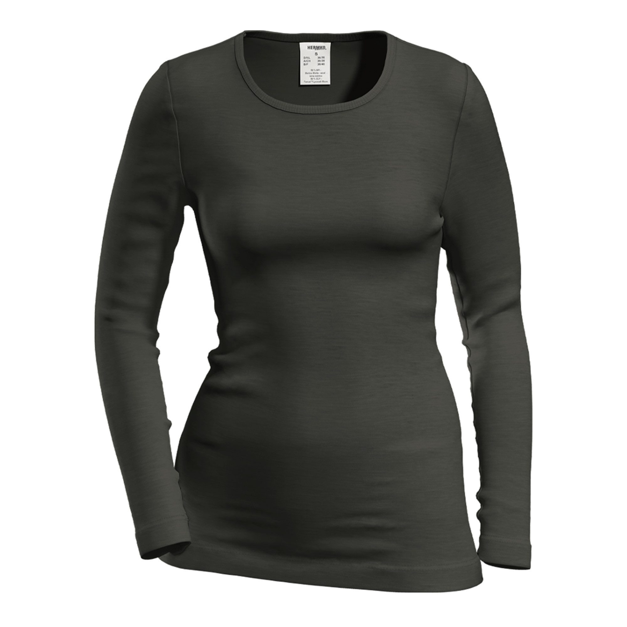 HERMKO Unterziehshirt 40830 Damen langarm Shirt aus Merinowolle / Tencel günstig online kaufen