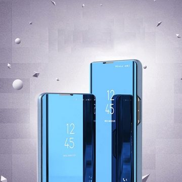 Wigento Handyhülle Für Honor 90 Lite View Spiegel Handy Smart Cover Wake UP Funktion Case