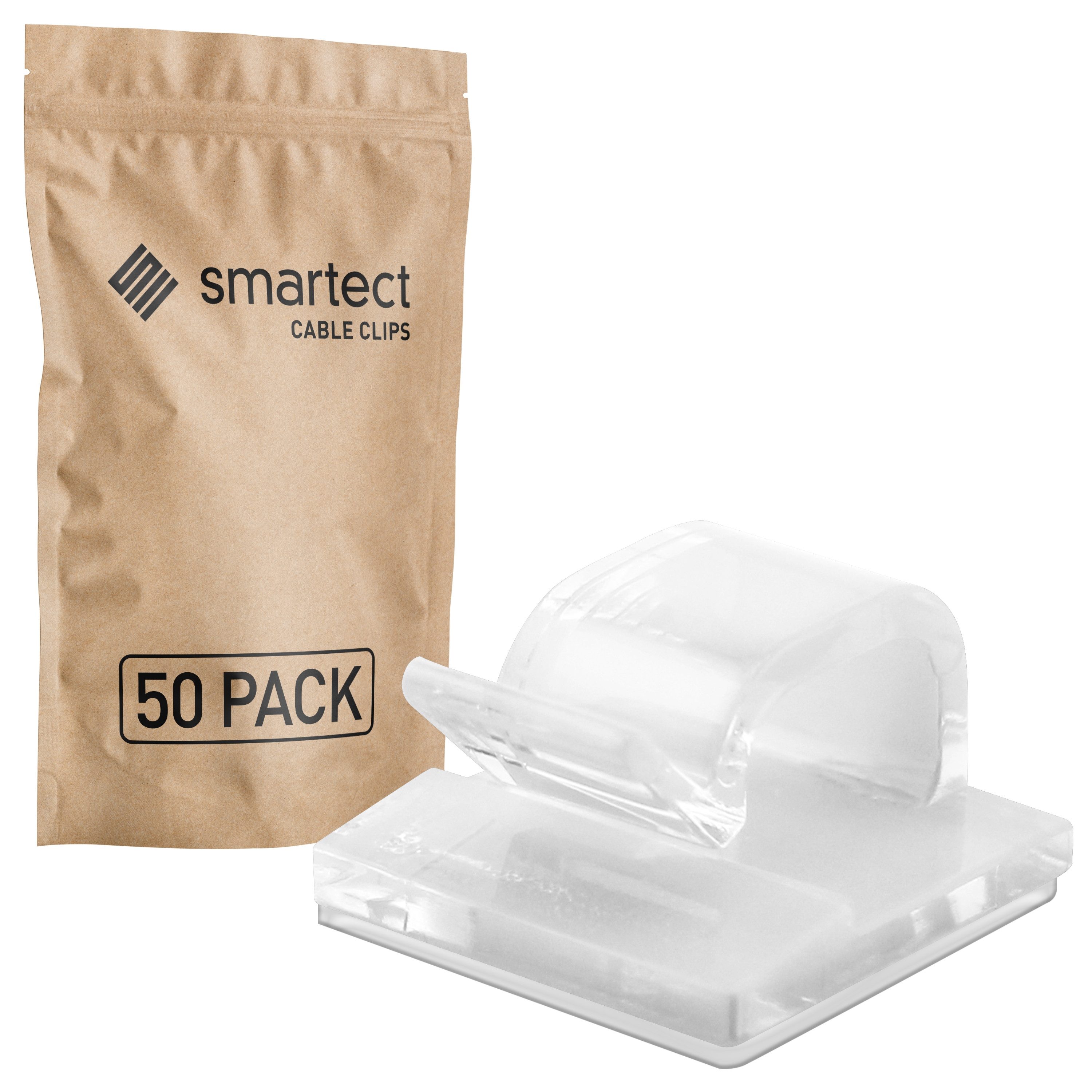 smartect Kabelzubehör smartect Kabelhalter selbstklebend 1,5x1,5 cm, (Set, 50-tlg., Kabelführung für Kabelmanagment am Schreibtisch)