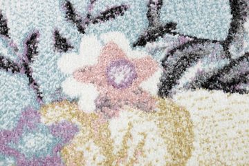 Kinderteppich Designer Teppich Kinderzimmer Spielteppich Meerjungfrau Blumen Wasserblasen creme gelb weiß - pflegeleicht, Teppich-Traum, rechteckig, Höhe: 9 mm