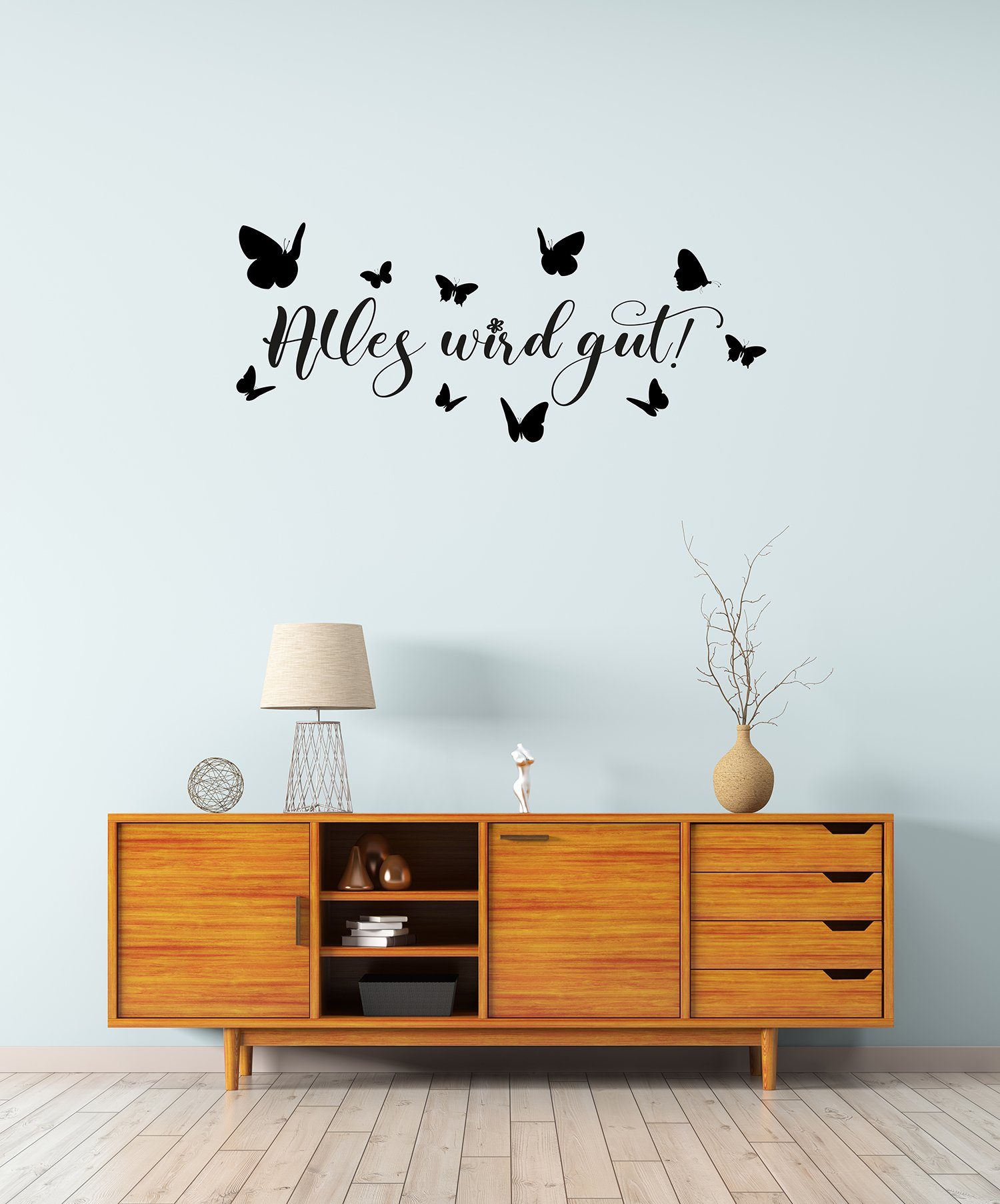 Home affaire Wandtattoo Alles wird gut - Schmetterlinge (1 St), Wandaufkleb günstig online kaufen