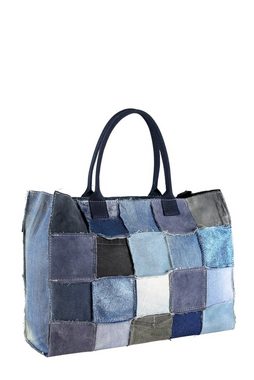 COLLEZIONE ALESSANDRO Schultertasche Patchwork, aus Leder und Jeansstoff