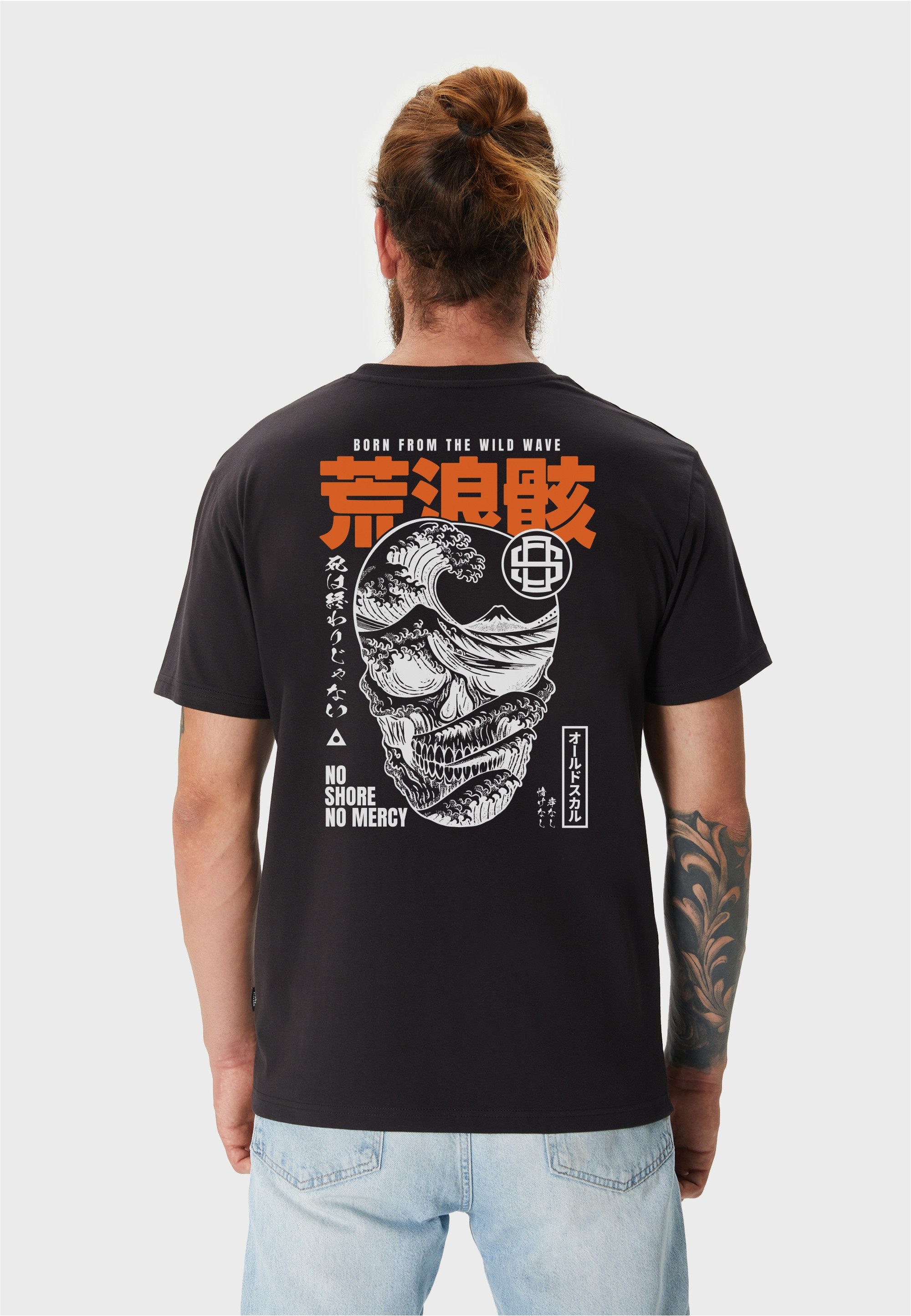 Oldskull T-Shirt Asian Big WaveSkull Graphic mit großem Backprint