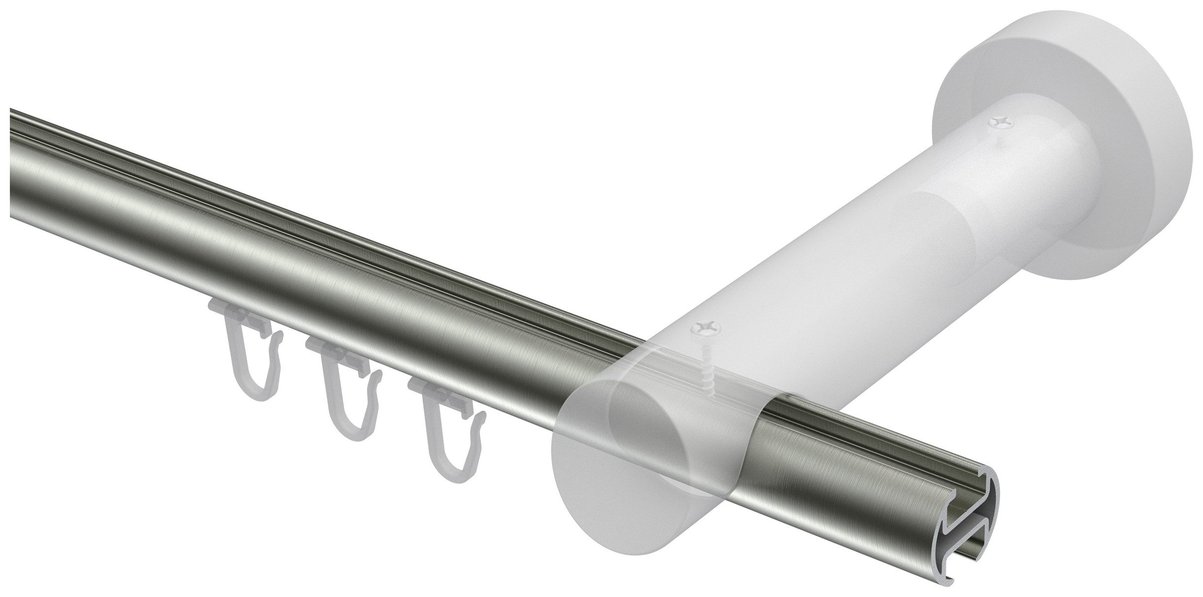 INTERDECO Innenlaufschiene Talent Bero, Ø 20 mm, 1-läufig, Fixmaß, kürzbar, Wandmontage, Aluminium, Edelstahl-Optik / Buche / Bicolor