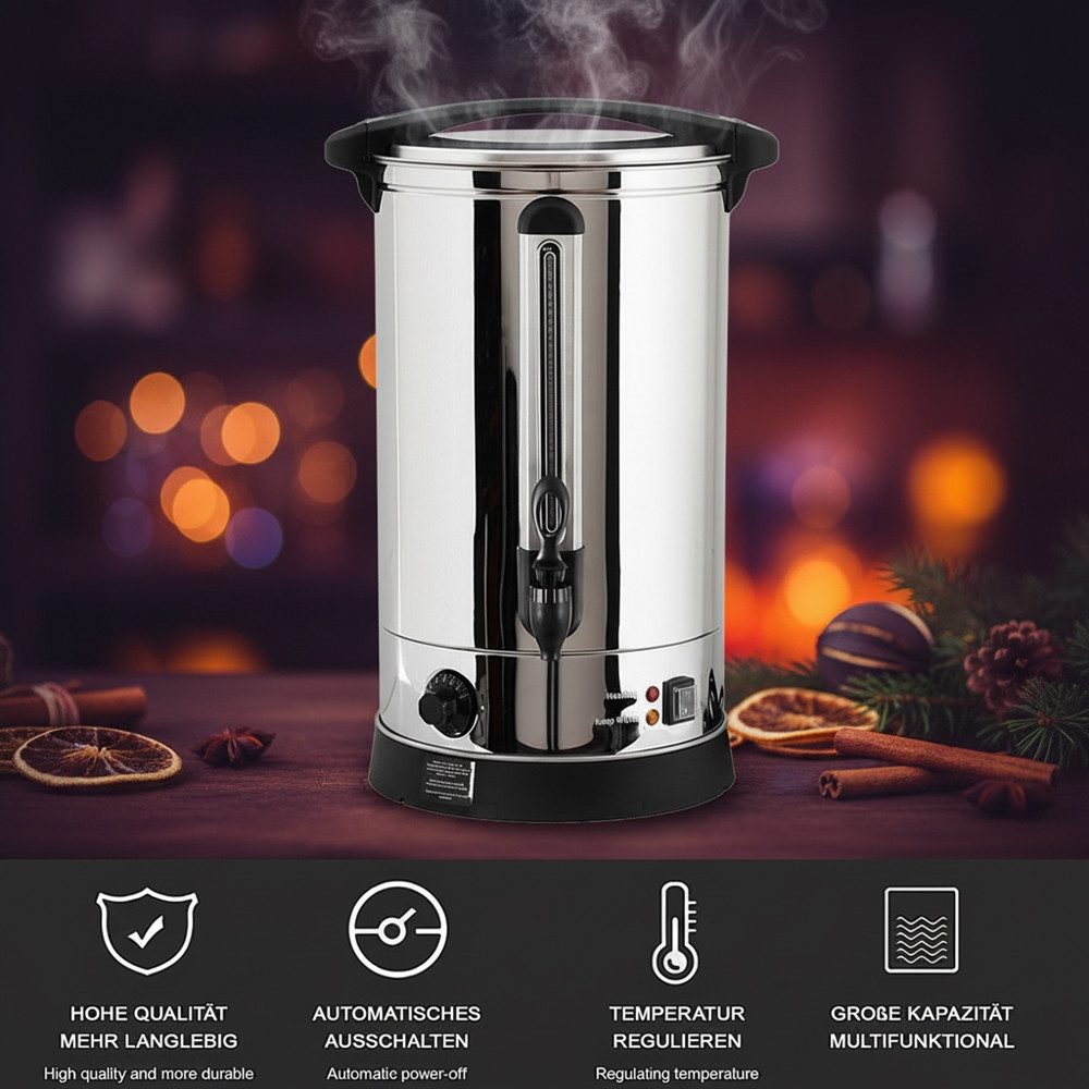 Melko Einkochautomat Glühweinkocher Einkochautomat 22 L Glühweinkessel 2500W Edelstahl, 2500 W, Inkl. Überhitzungsschutz und Überwachungsleuchten