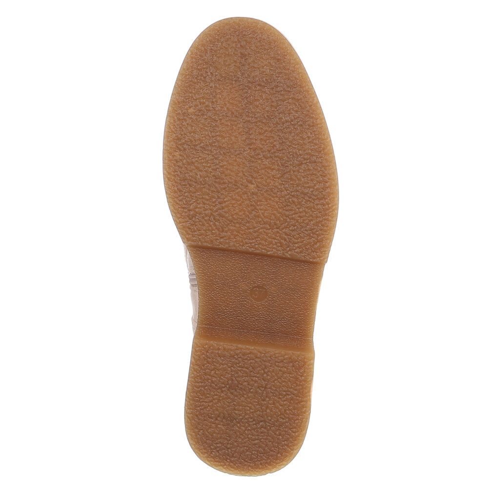 Ital-Design Kniehohe Damenstiefel mit kuscheligem Bund für Winter Stiefel (90542736) Blockabsatz Flache Stiefel in Braun