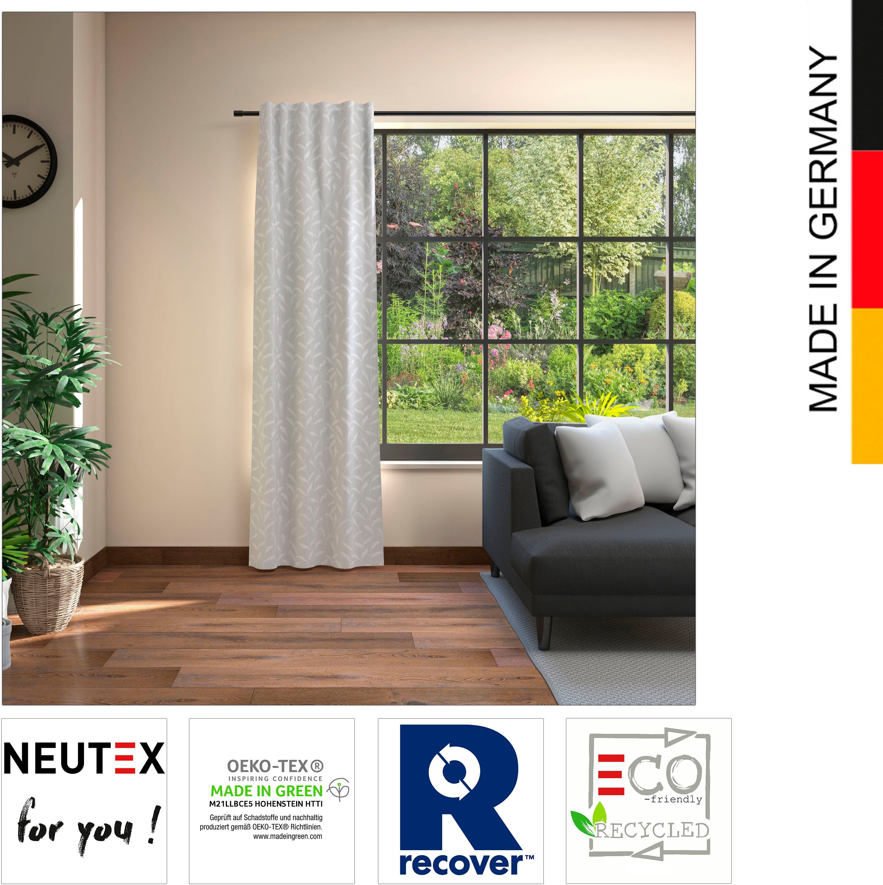 for (1 Mira Neutex Eco, blickdicht, Nachhaltig Multifunktionsband you!, St), silbergrau Vorhang