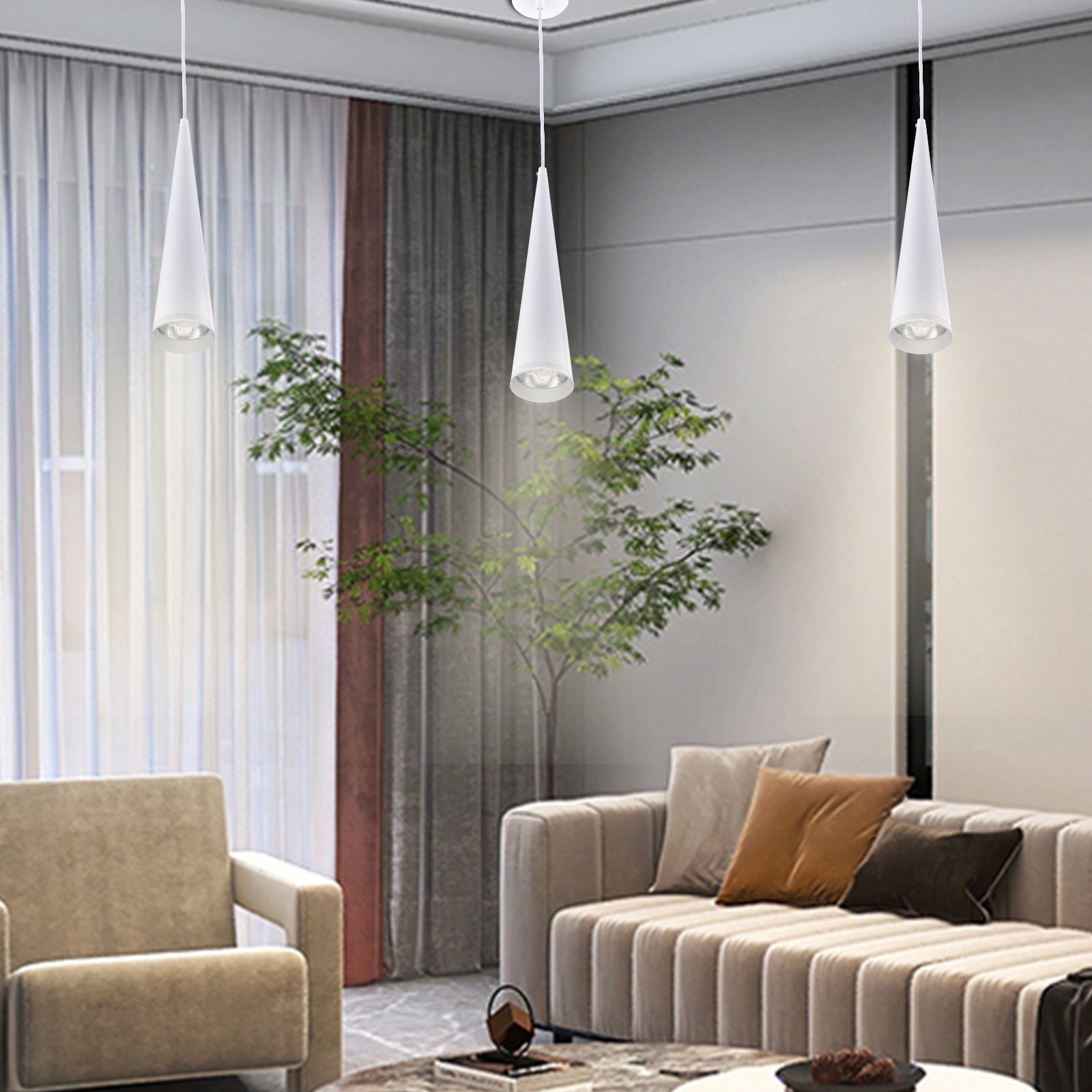 Weiß/Warmweiß Kronleuchter Sunicol Weiß-6000K, Küche Hängelampe, Pendelleuchte 7W, Modern Pendelleuchte,Esszimmer LED