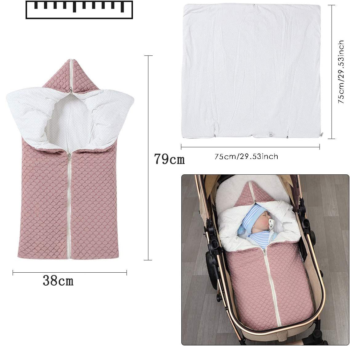 Wickeldecke, pink GelldG Schlafsack, Winter Multifunktional warme Babydecke Neugeborenen