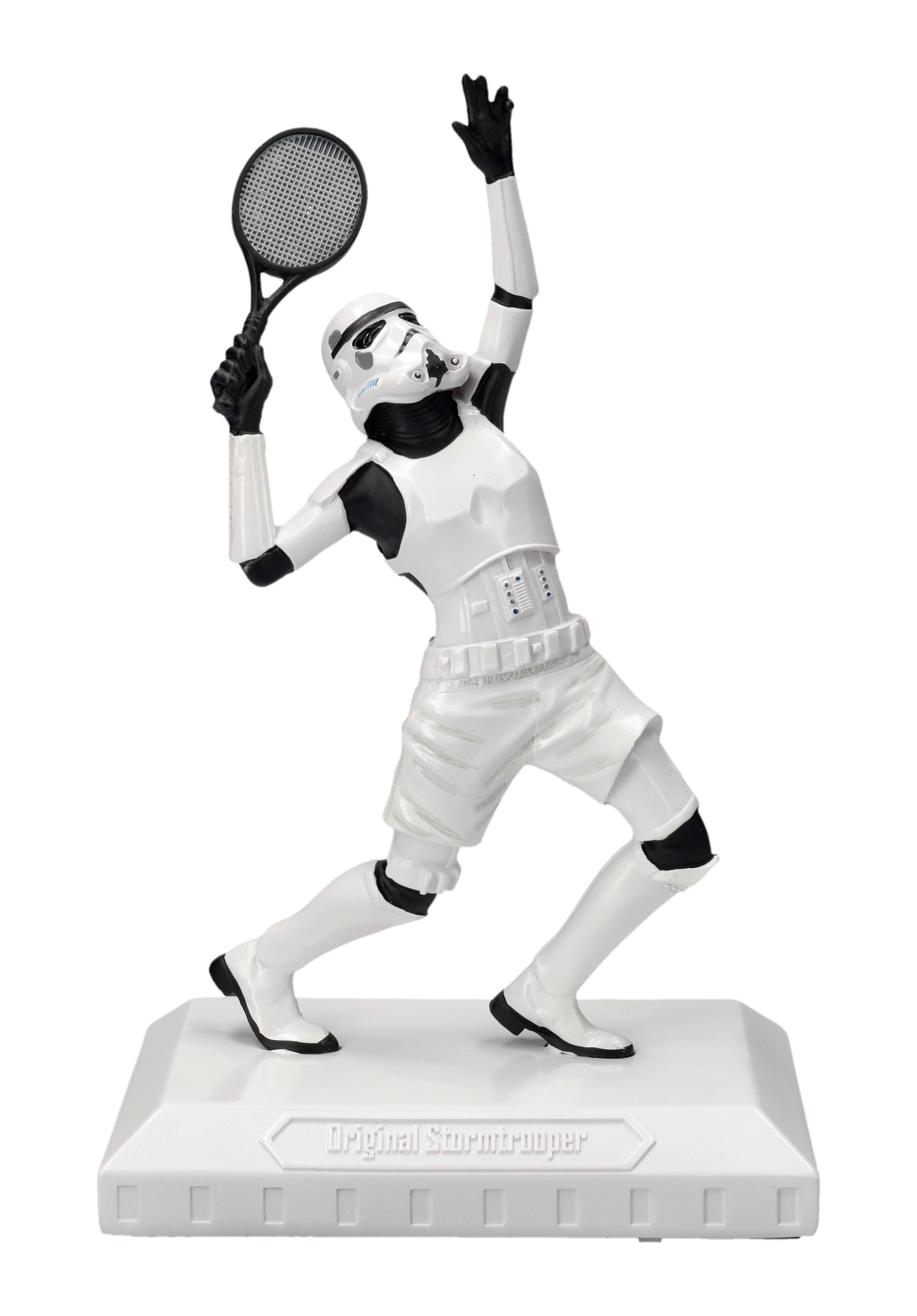 Figuren Shop GmbH Dekofigur Stormtrooper Figur – Tennis Statue Dekofigur Humor 19 cm Dekoration