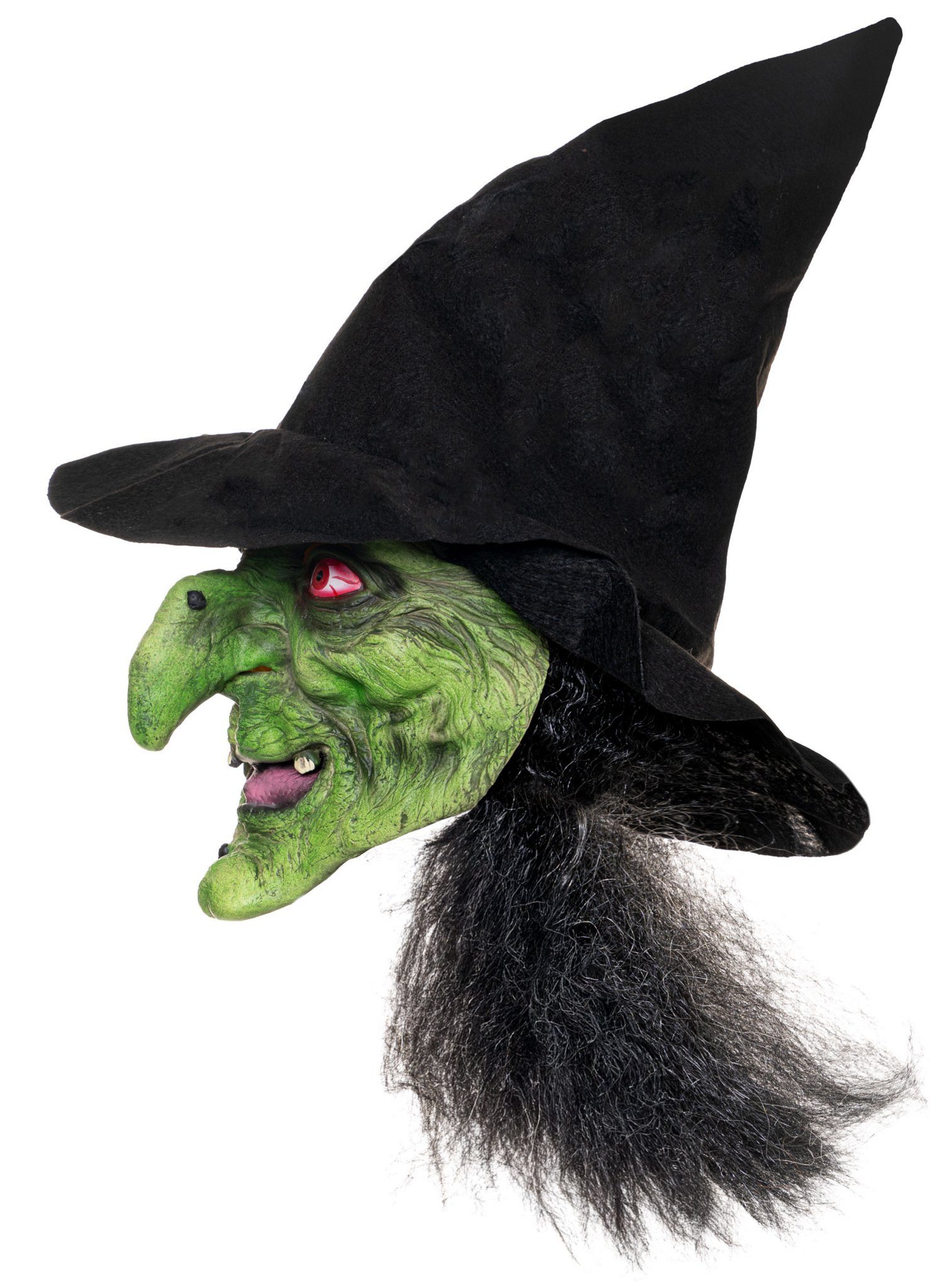 Metamorph Verkleidungsmaske Grüne Sumpfhexe Maske, Schrumplige Hexe mit tödlichem Blick