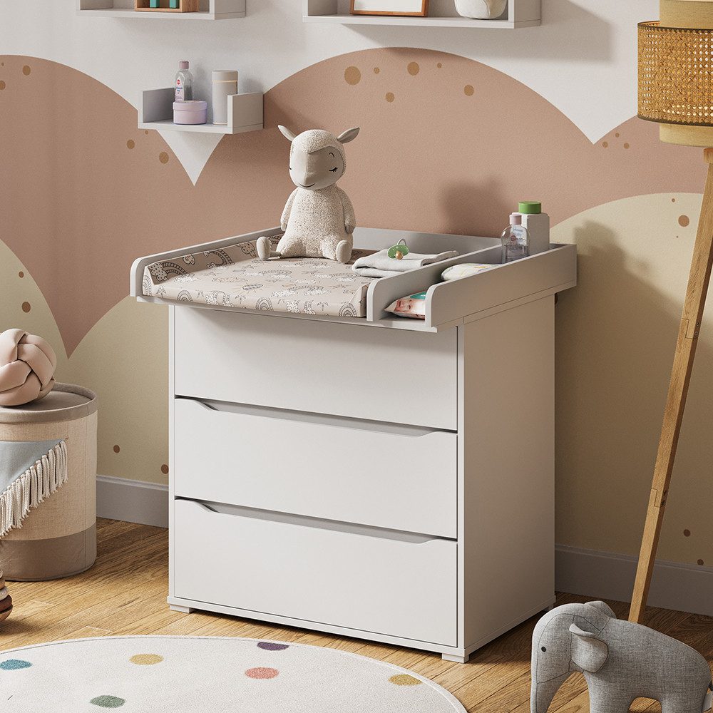 Vicco Wickelaufsatz Wicko, Weiß, 80 x 76 cm mit Teilung