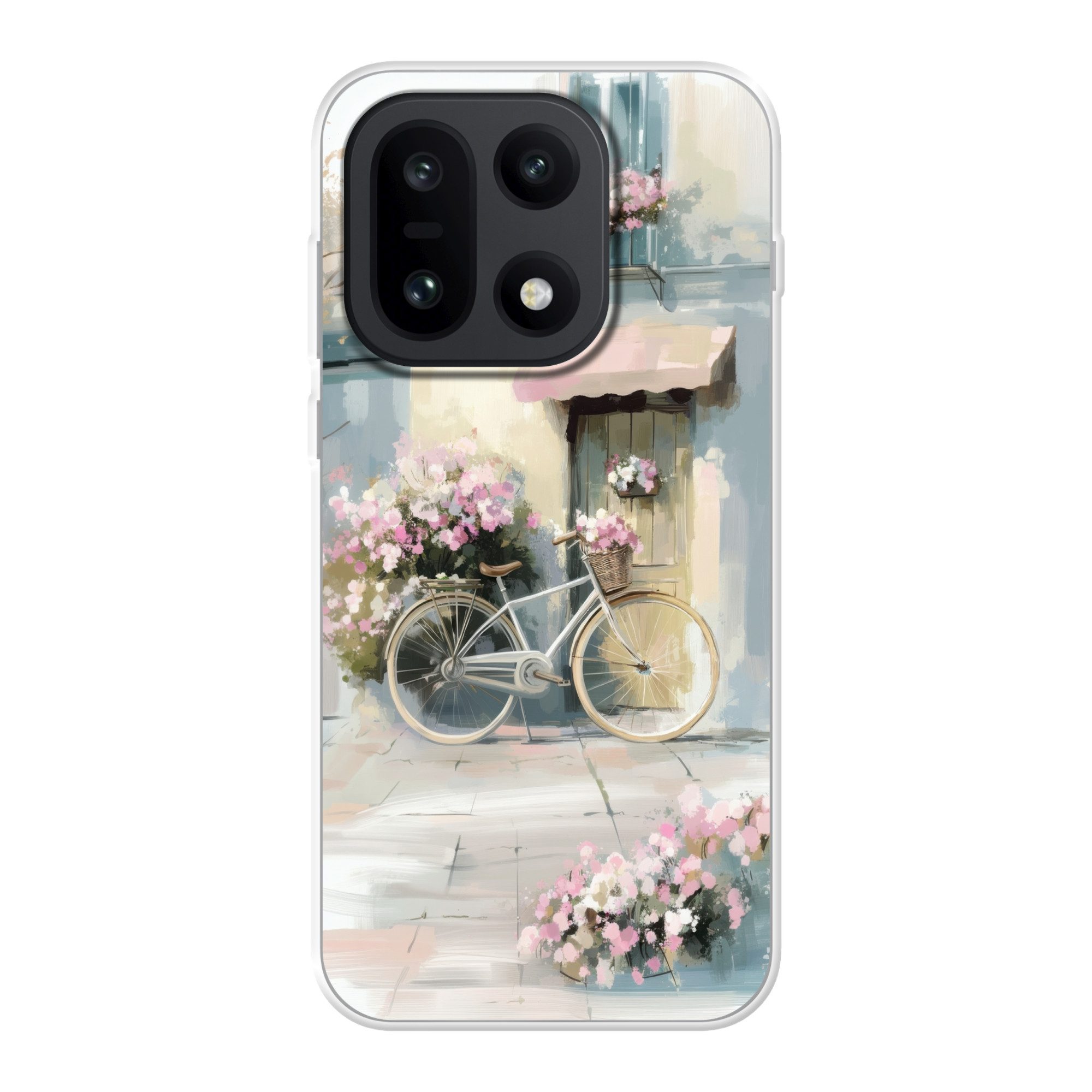 MuchoWow Handyhülle für OnePlus 15 Fahrrad - Pastellfarben - Blumen, Phone Case, Silikon, Schutzhülle Dünn