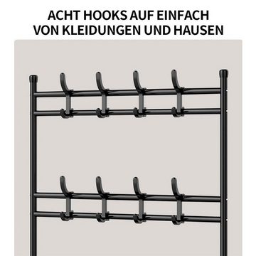 DOPWii Garderobenständer Cloak Rack, Shoe Bench, 3-in-1-Schrank für den Eingangsbereich, mit 8 Doppelhaken